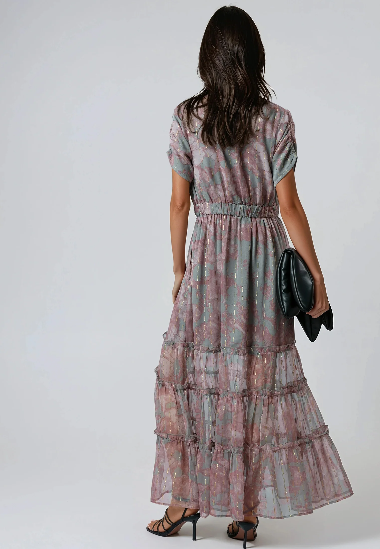 JESSIE MAXI DRESS PINK & GREY - Image 2