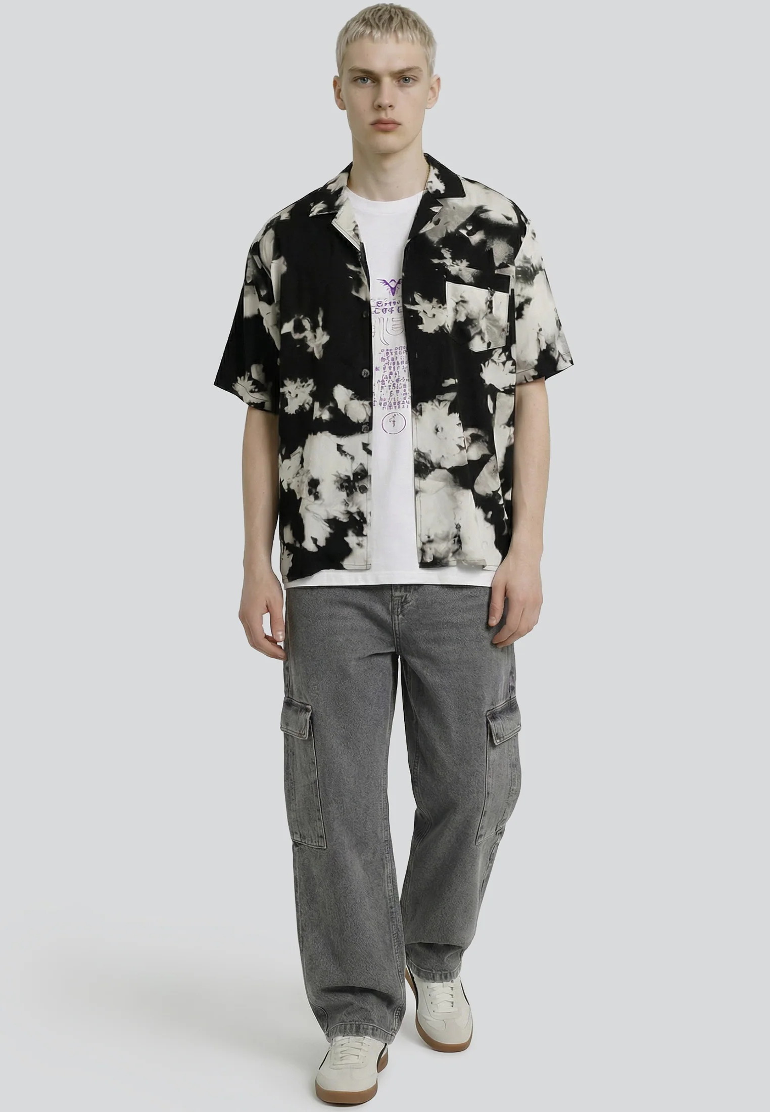 ABSTRACT ROSE SHIRT OFF WHITE & BLACK - Image 2