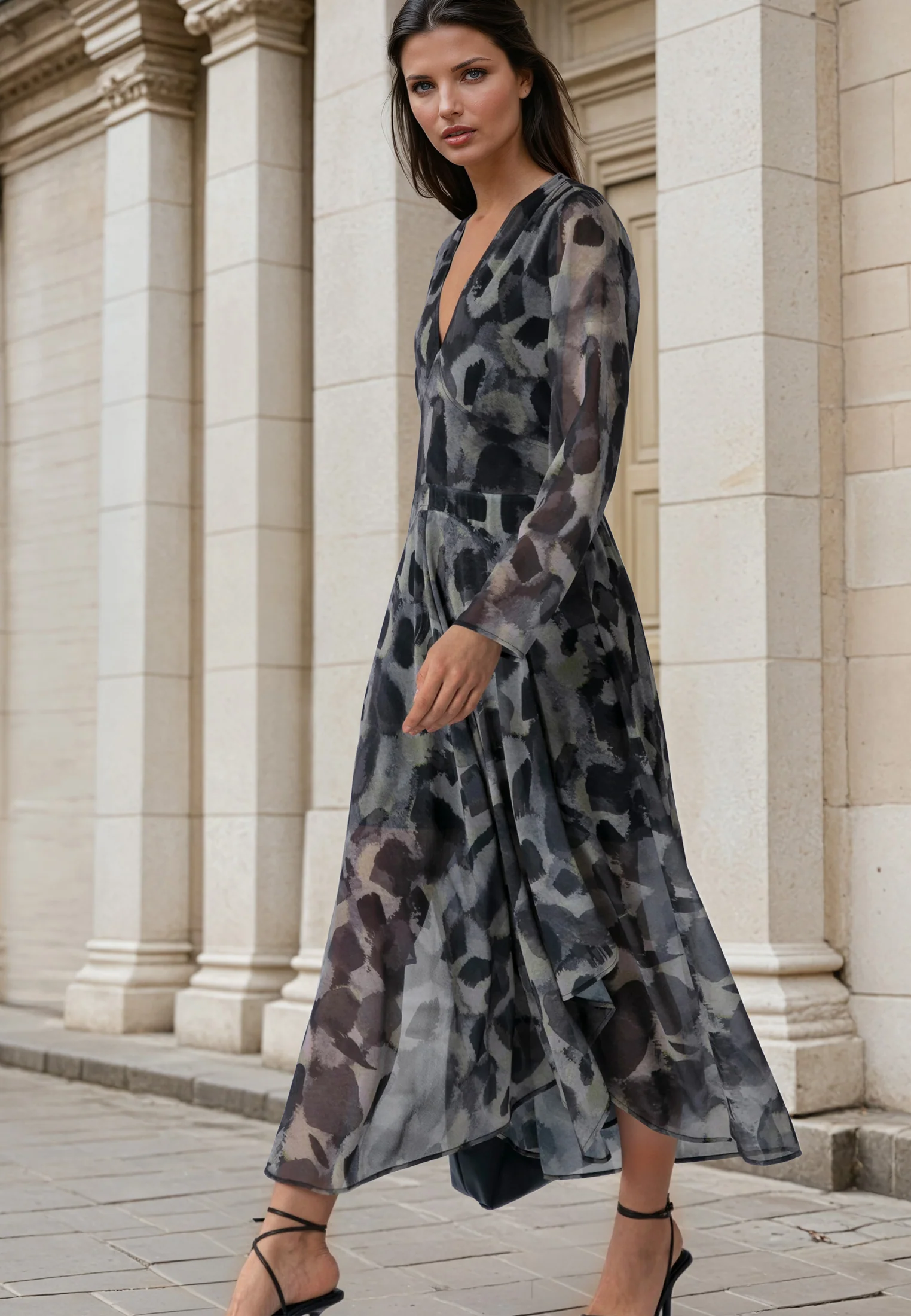STEPHANIE MIDI DRESS TERRAZZO YELLOW - Image 3