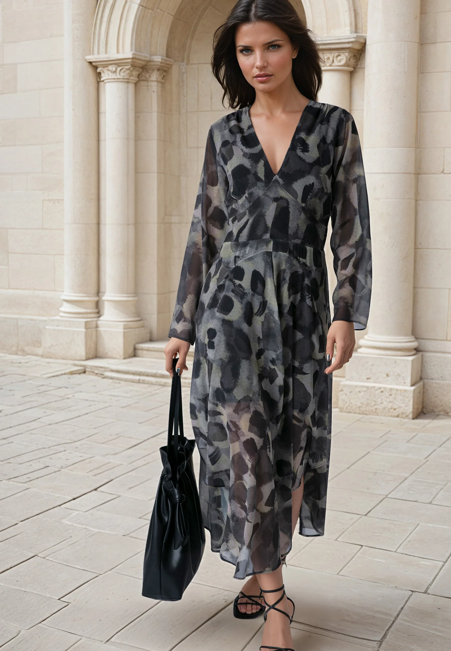 STEPHANIE MIDI DRESS TERRAZZO YELLOW - Image 4