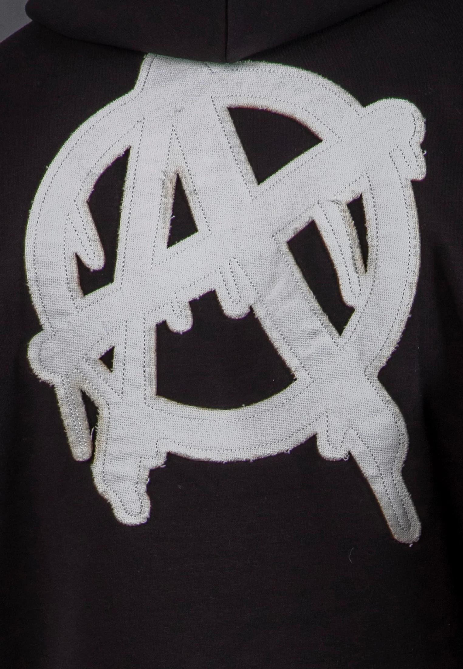 ANARCHY APPLIQUE HOODIE BLACK & OFF WHITE - Image 7