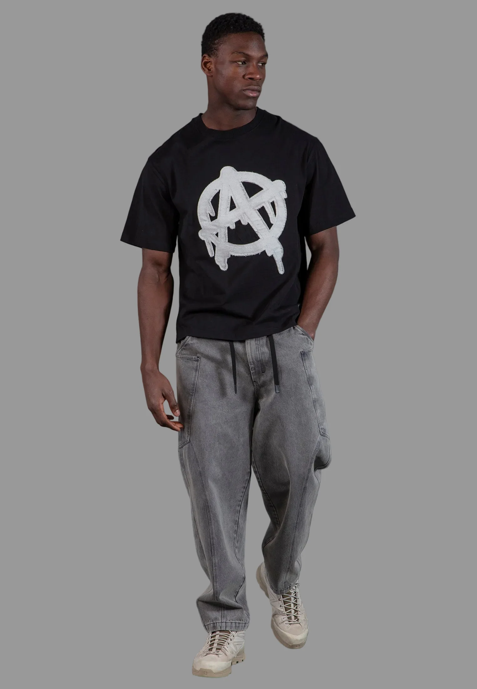 ANARCHY APPLIQUE T-SHIRT BLACK & OFF WHITE - Image 5