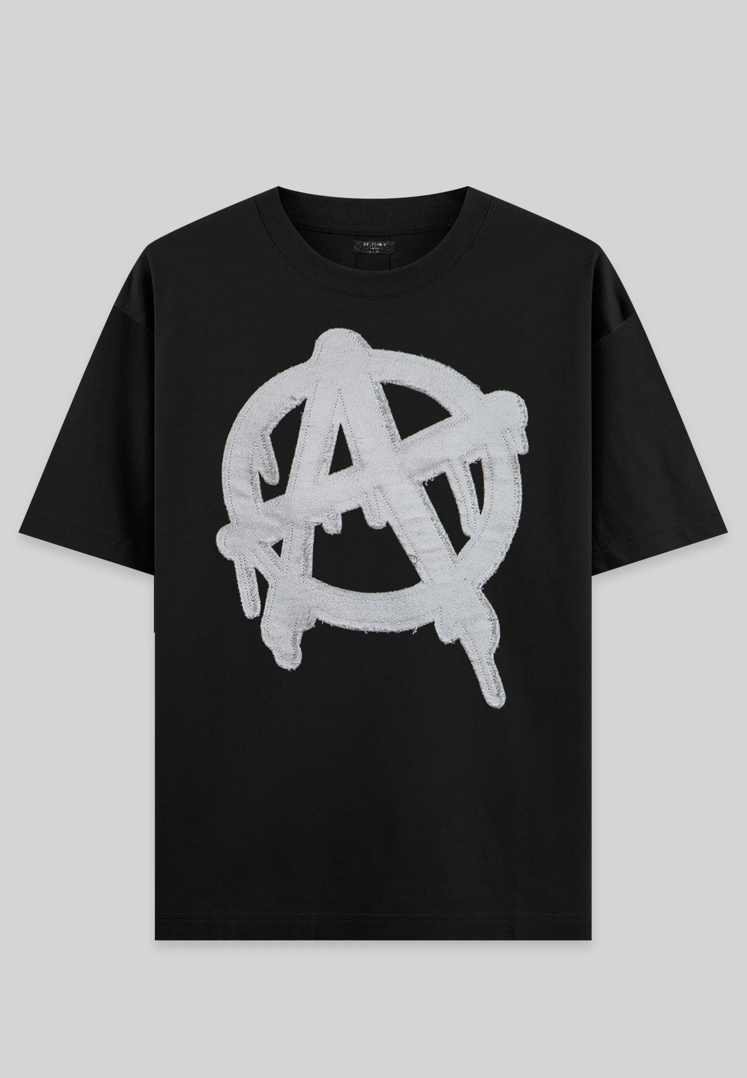 ANARCHY APPLIQUE T-SHIRT BLACK & OFF WHITE - Image 7