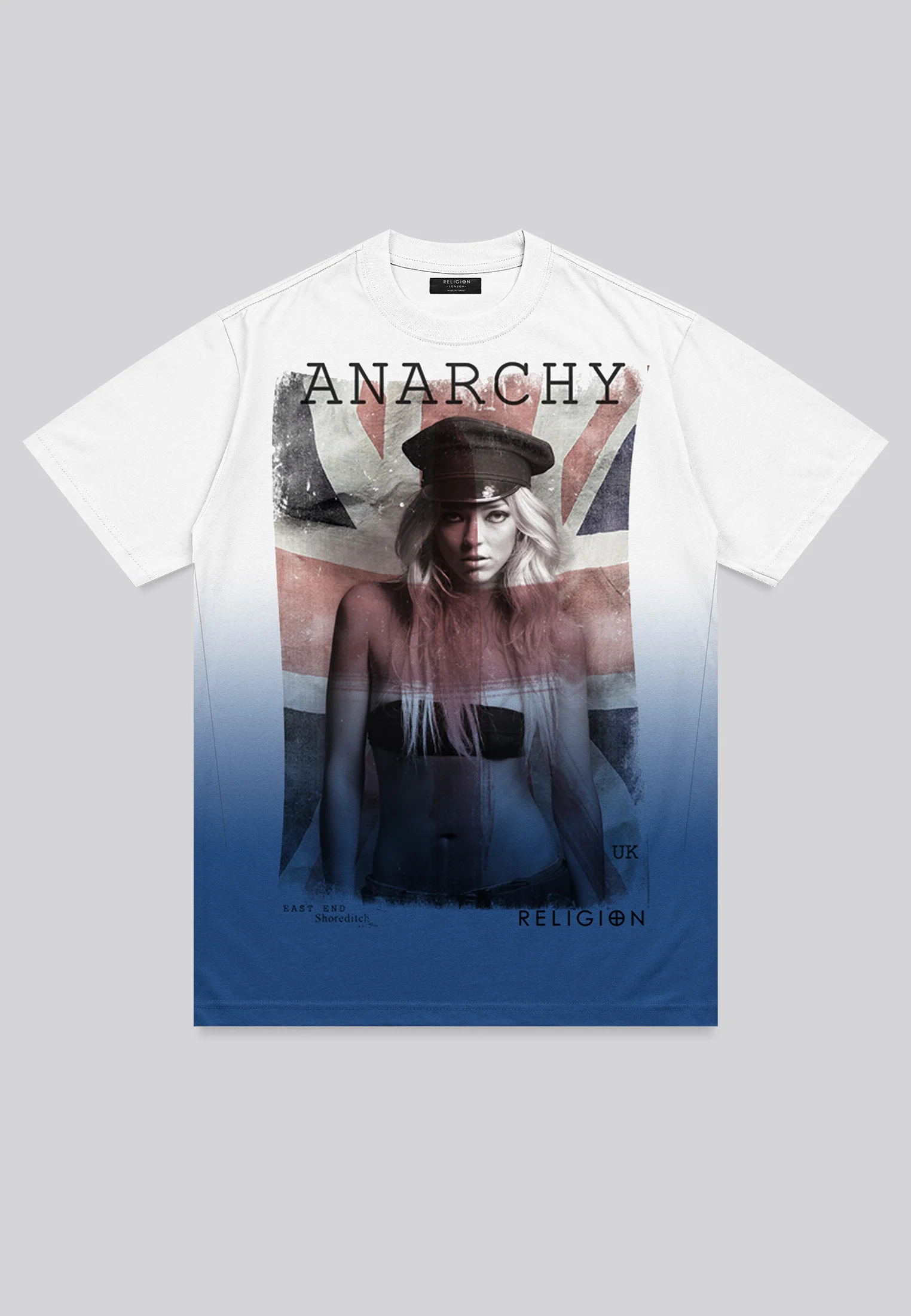 ANARCHY T-SHIRT WHITE & BLUE - Image 2