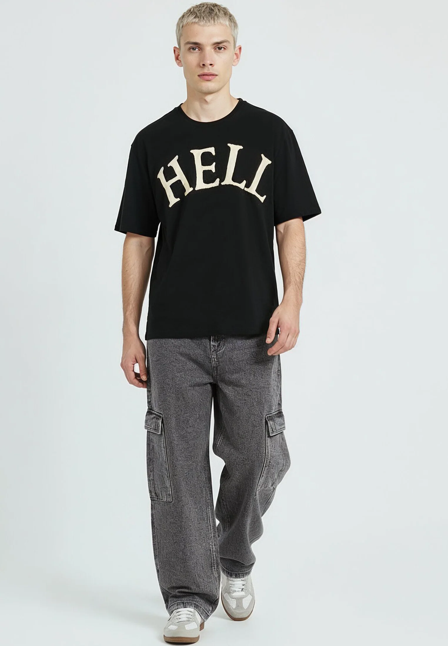 APPLIQUE HELL T-SHIRT BLACK - Image 3