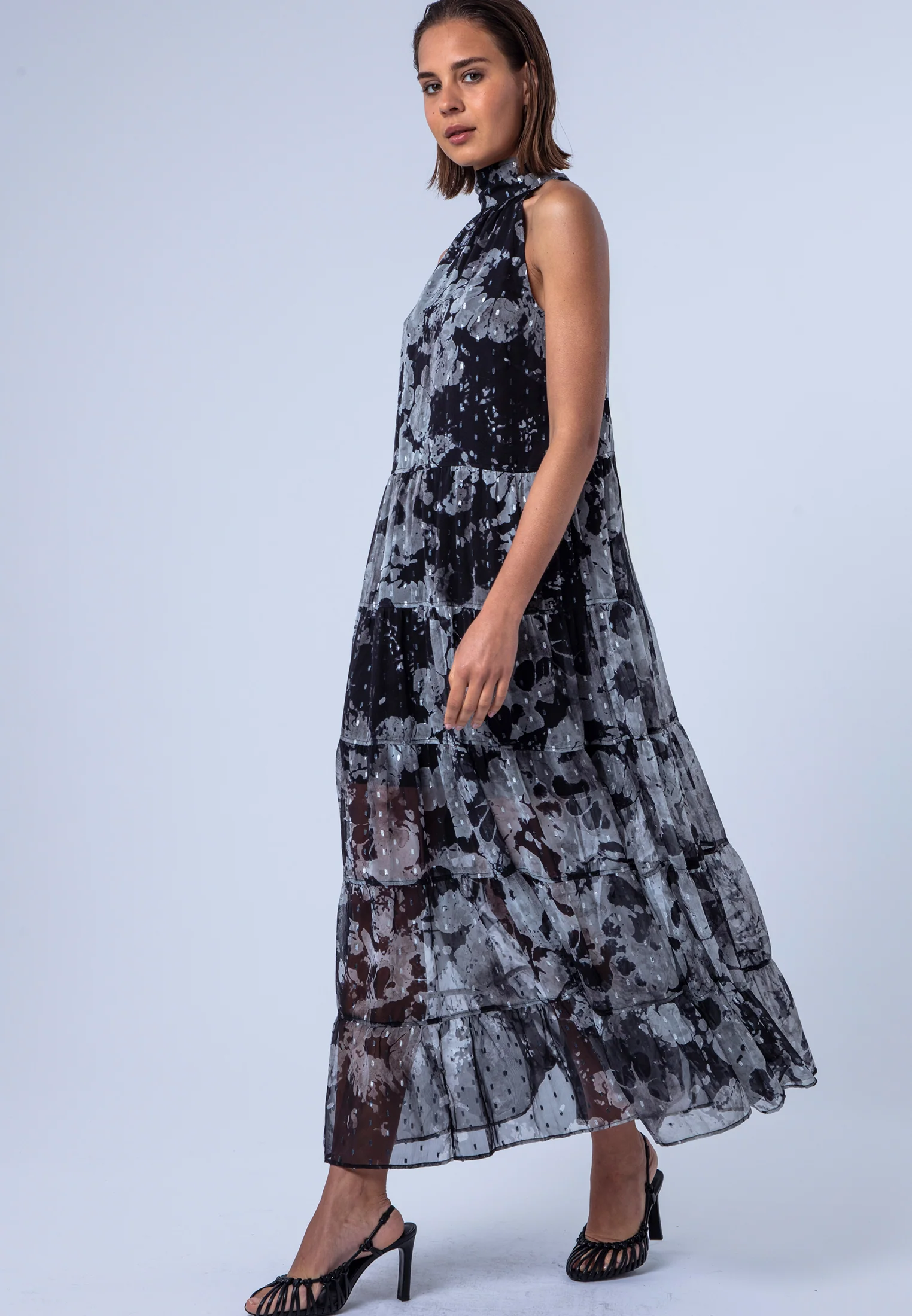 CITRINE MAXI DRESS JET BLACK & WHITE - Image 4