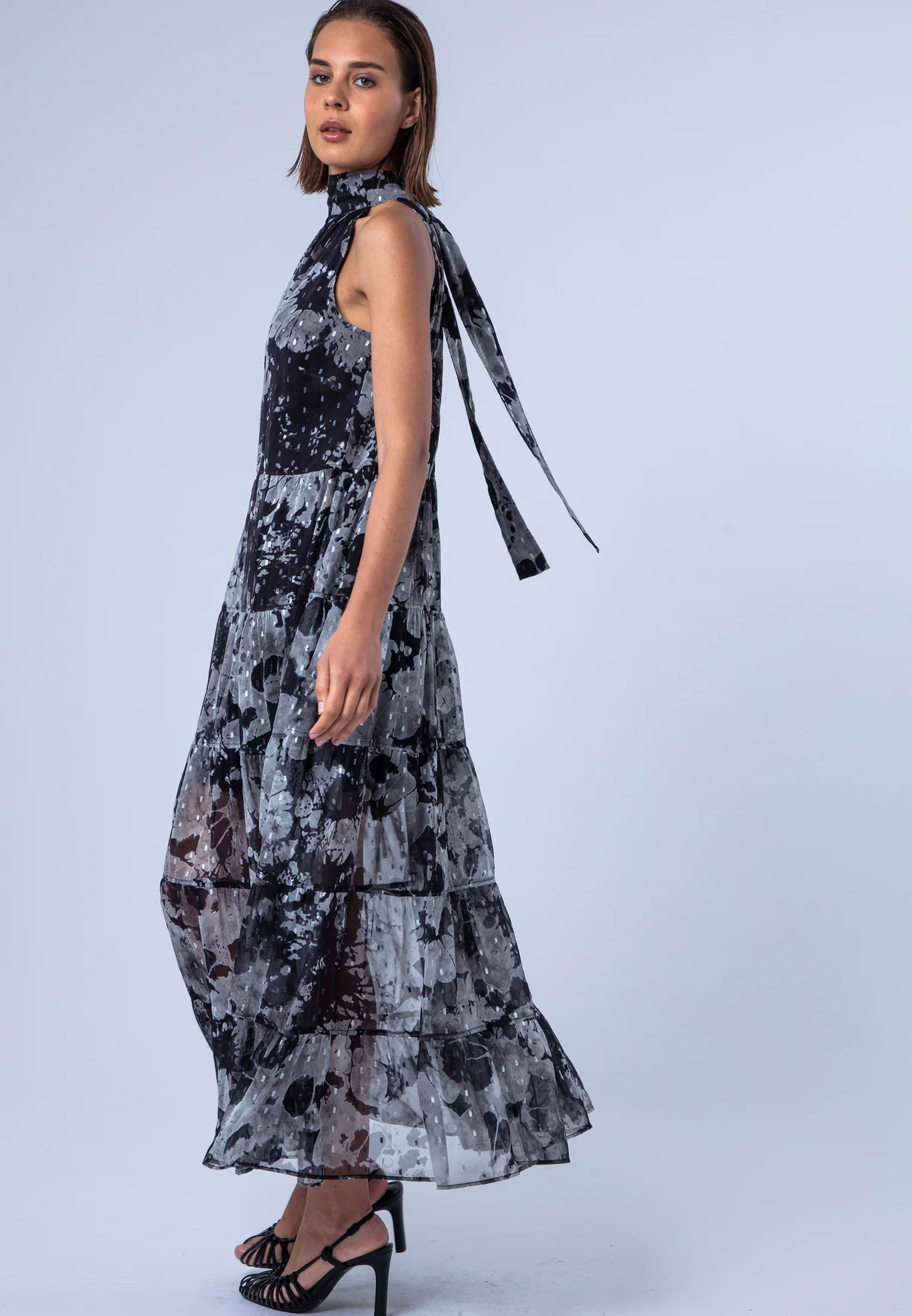 CITRINE MAXI DRESS JET BLACK & WHITE - Image 9