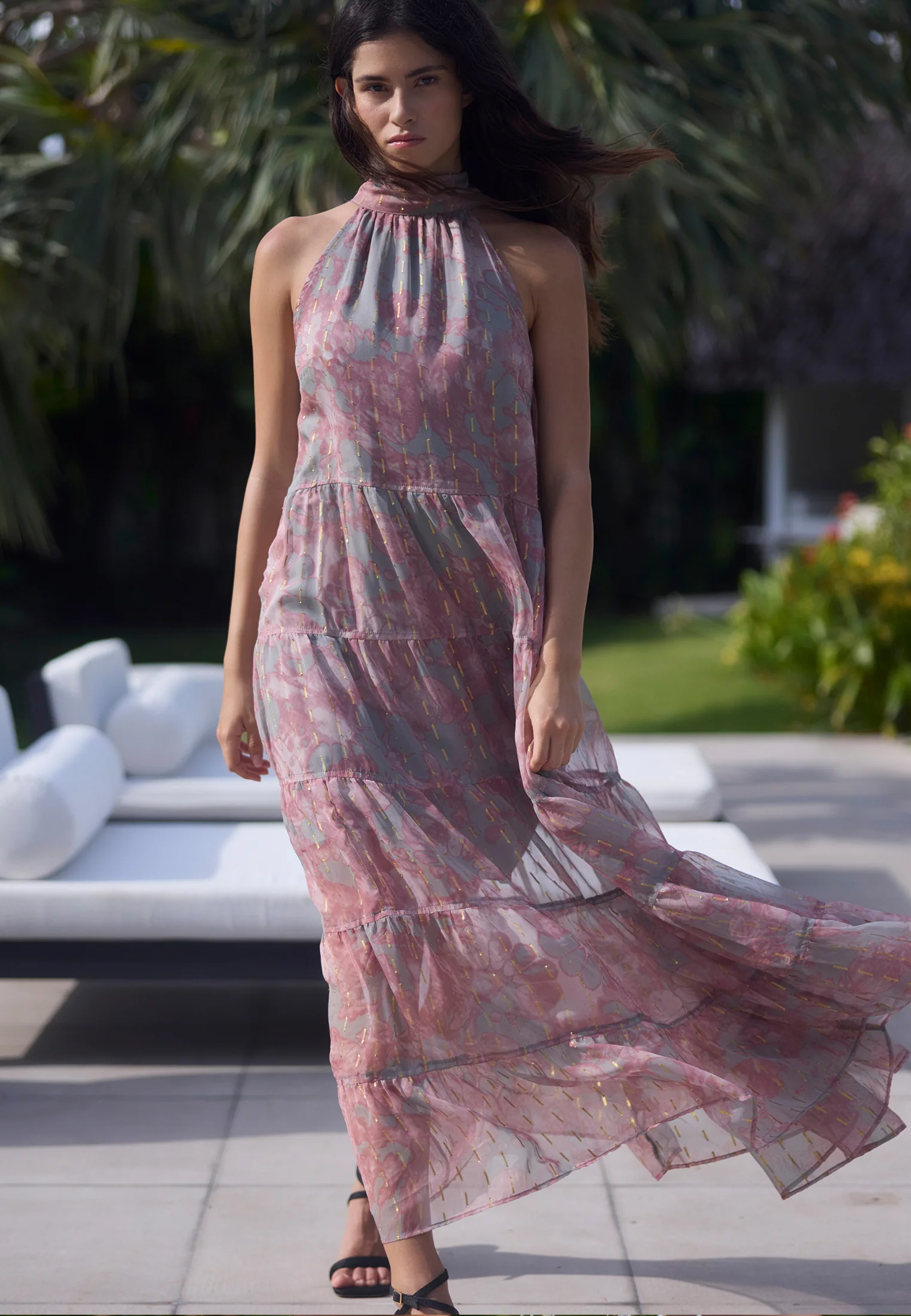 CITRINE MAXI DRESS PINK & GREY