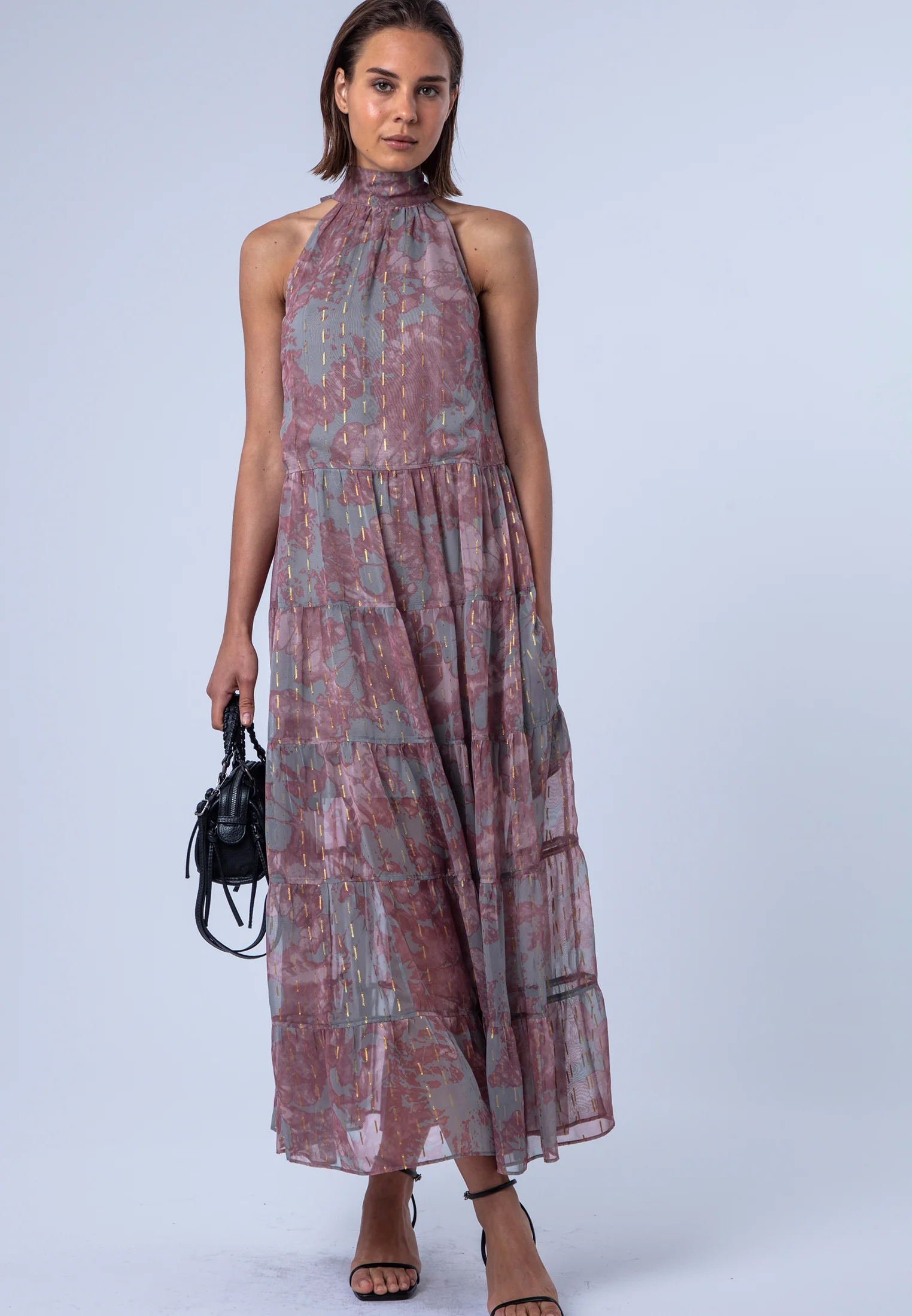 CITRINE MAXI DRESS PINK & GREY - Image 3