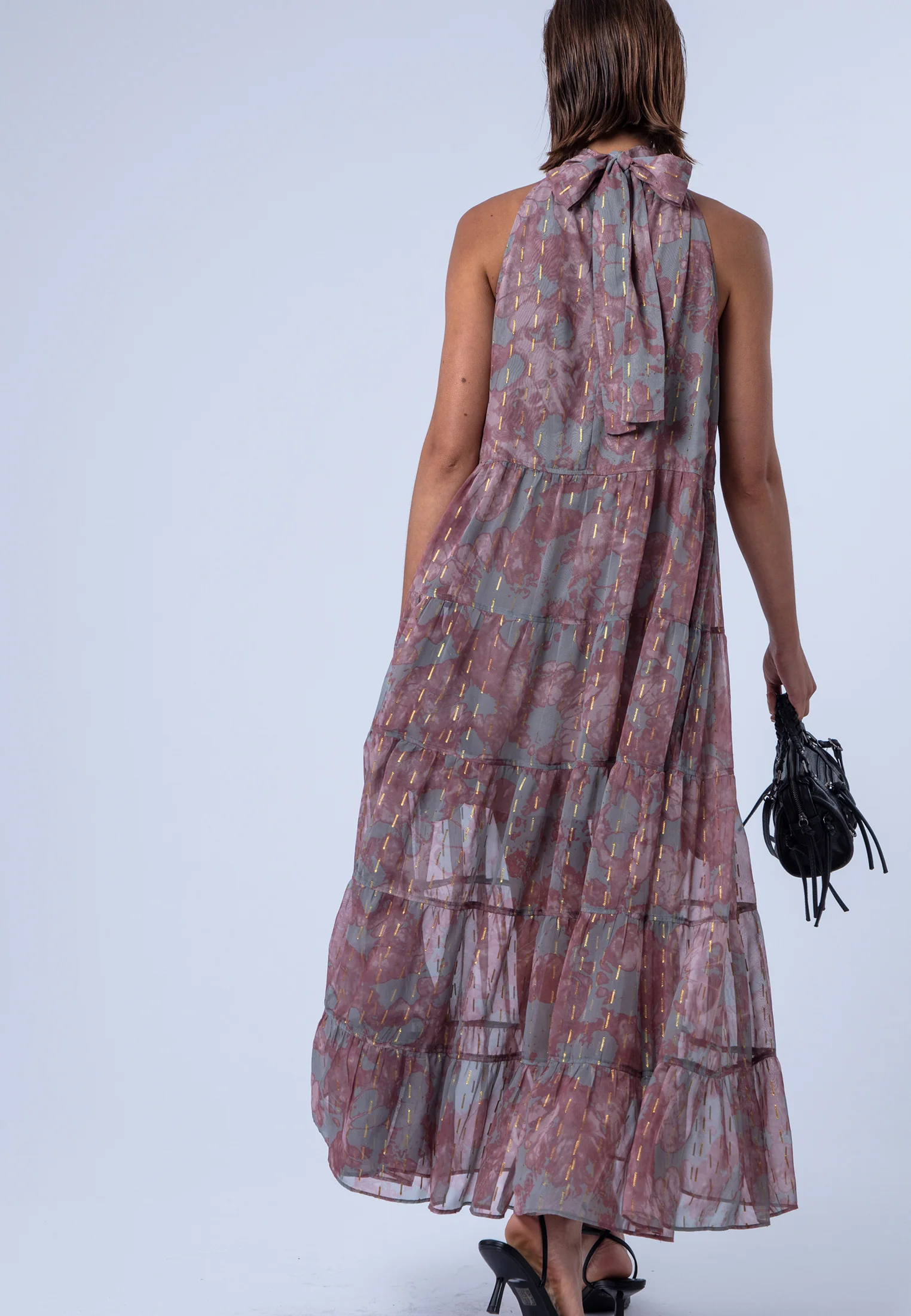 CITRINE MAXI DRESS PINK & GREY - Image 4