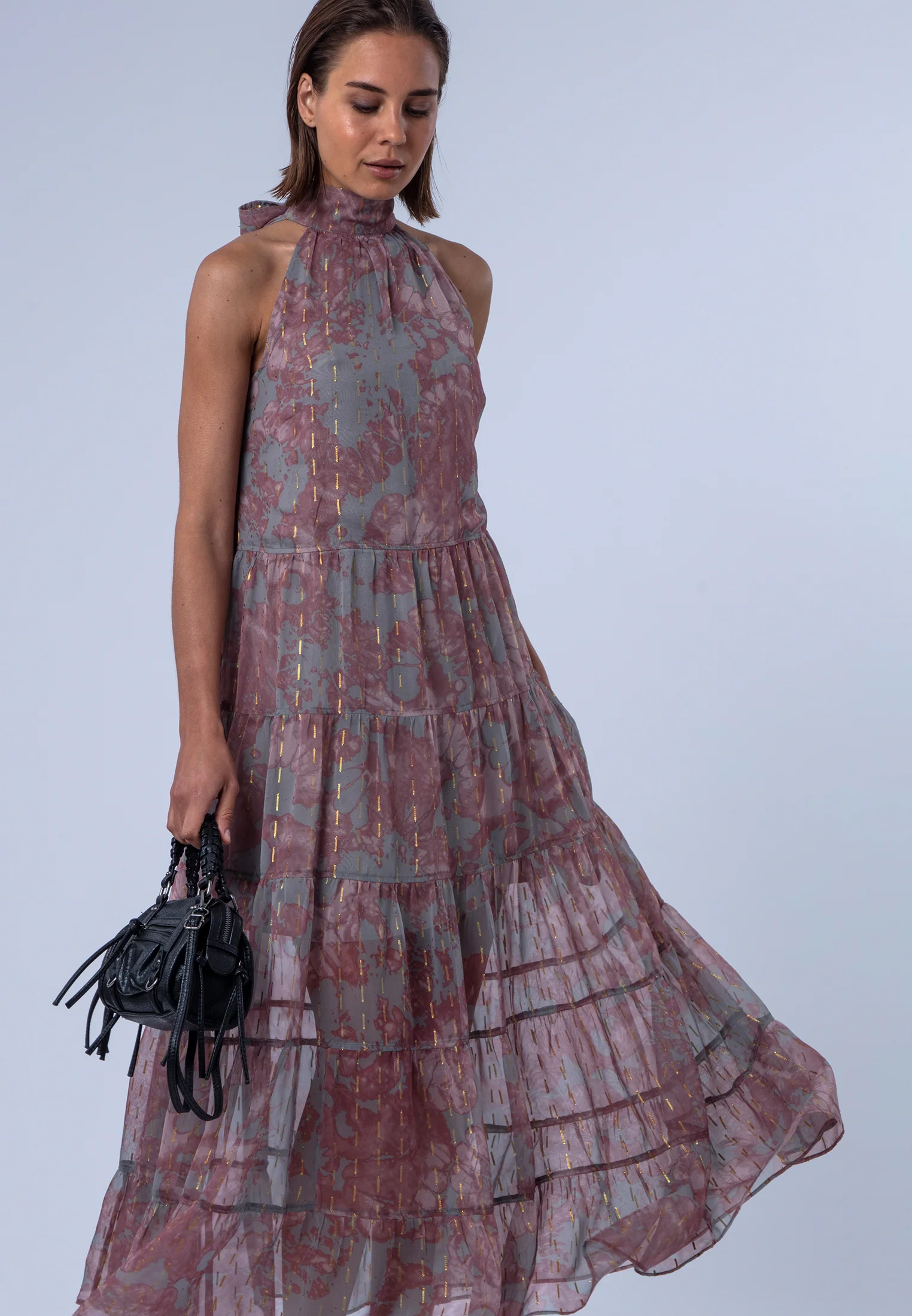 CITRINE MAXI DRESS PINK & GREY - Image 9