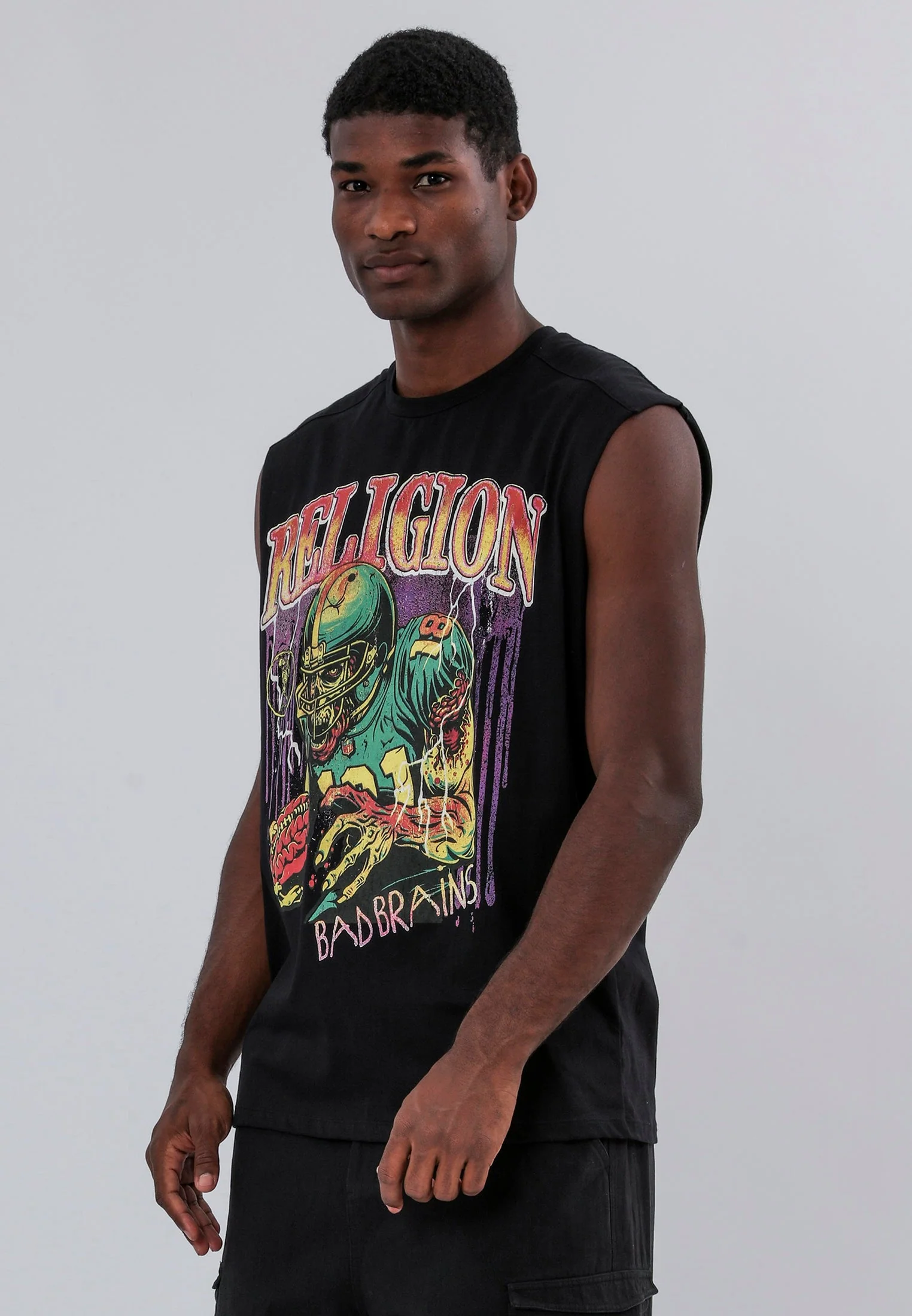 BAD BRAINS CUT OFF T-SHIRT BLACK - Image 4