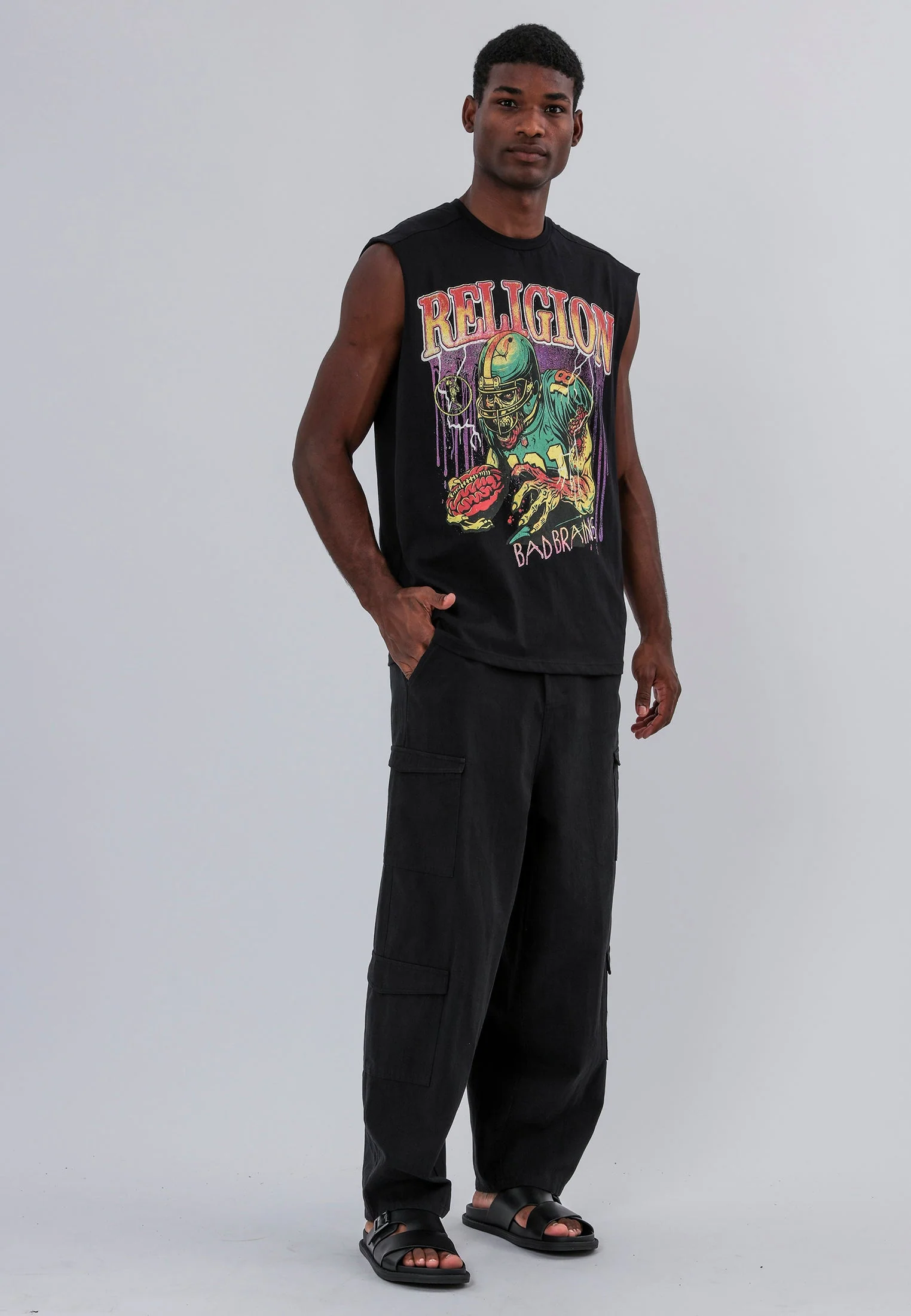 BAD BRAINS CUT OFF T-SHIRT BLACK - Image 5