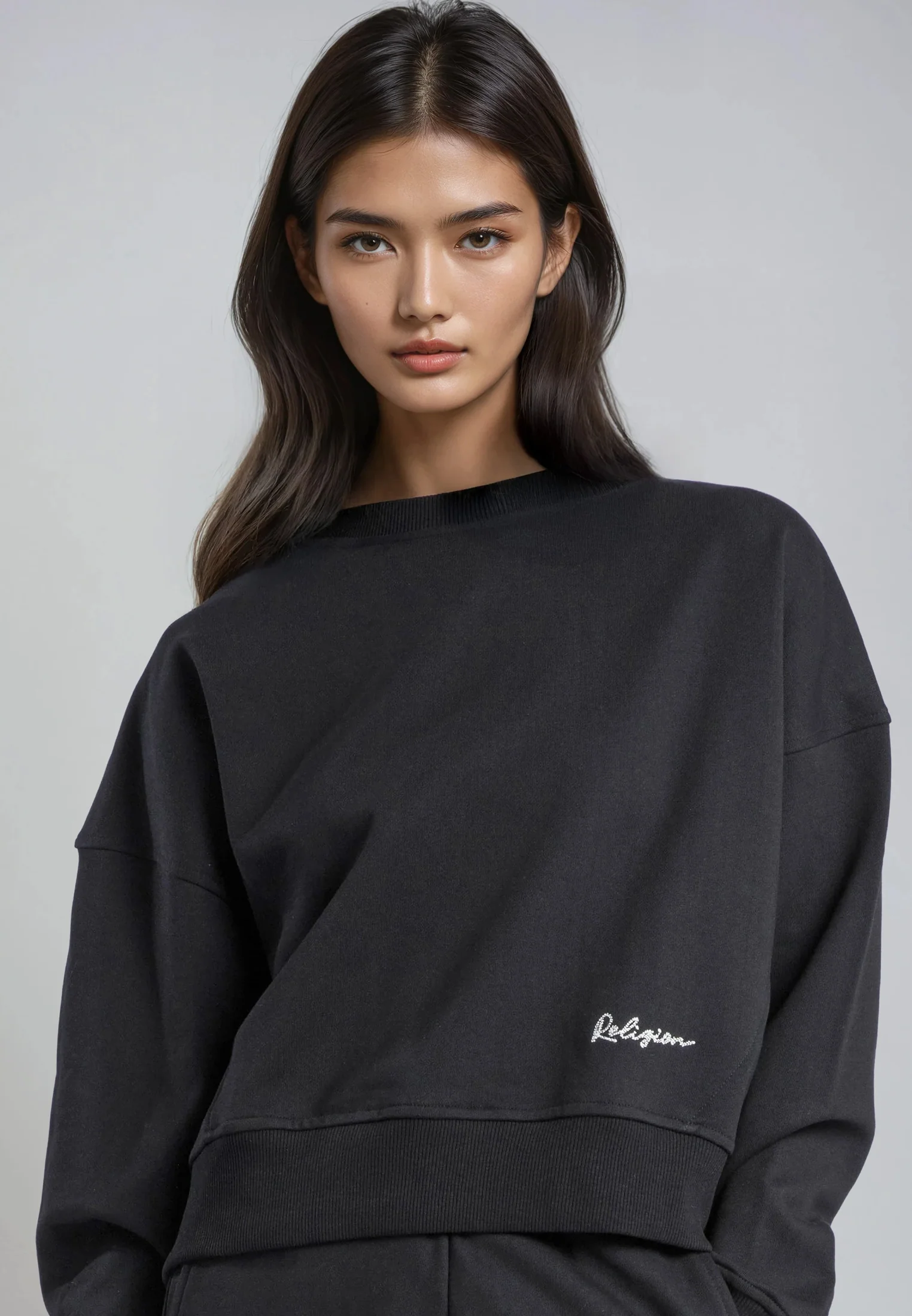 EMBROIDERY BATWING SWEAT BLACK - Image 2