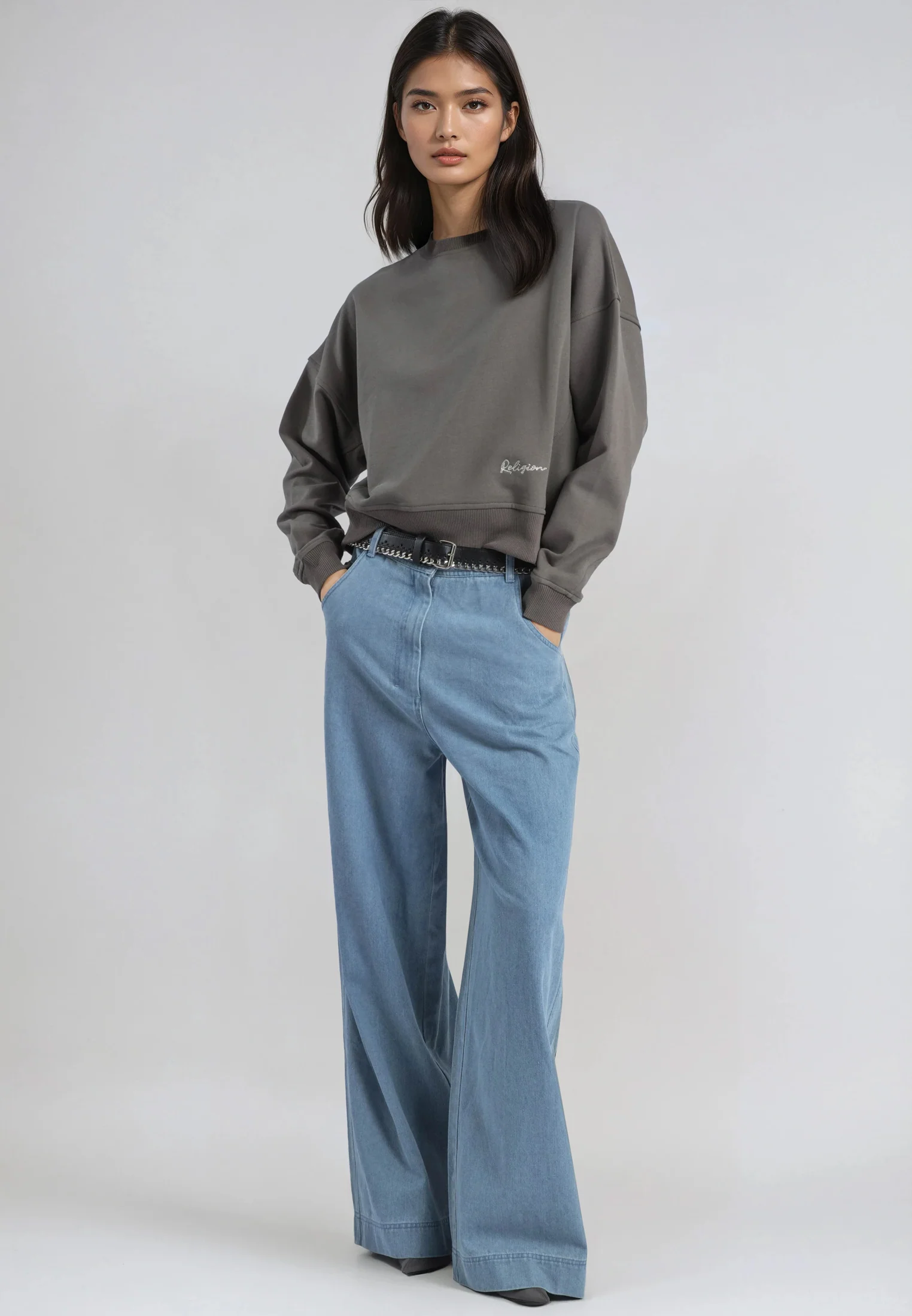 EMBROIDERY BATWING SWEAT BRINDLE - Image 3