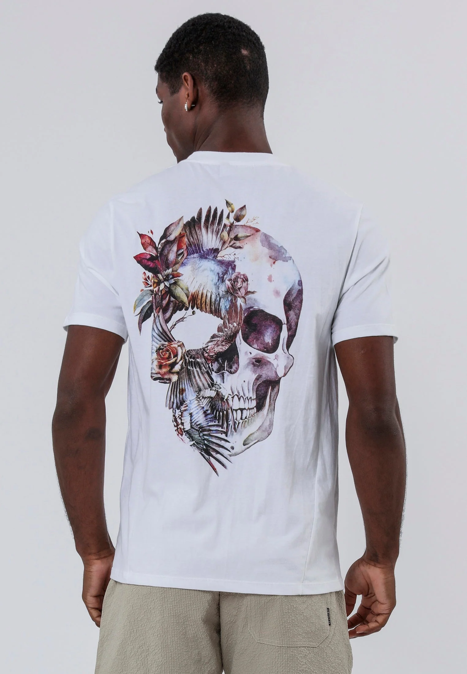 BIRDS WINGS SKULL WHITE T-SHIRT - Image 2