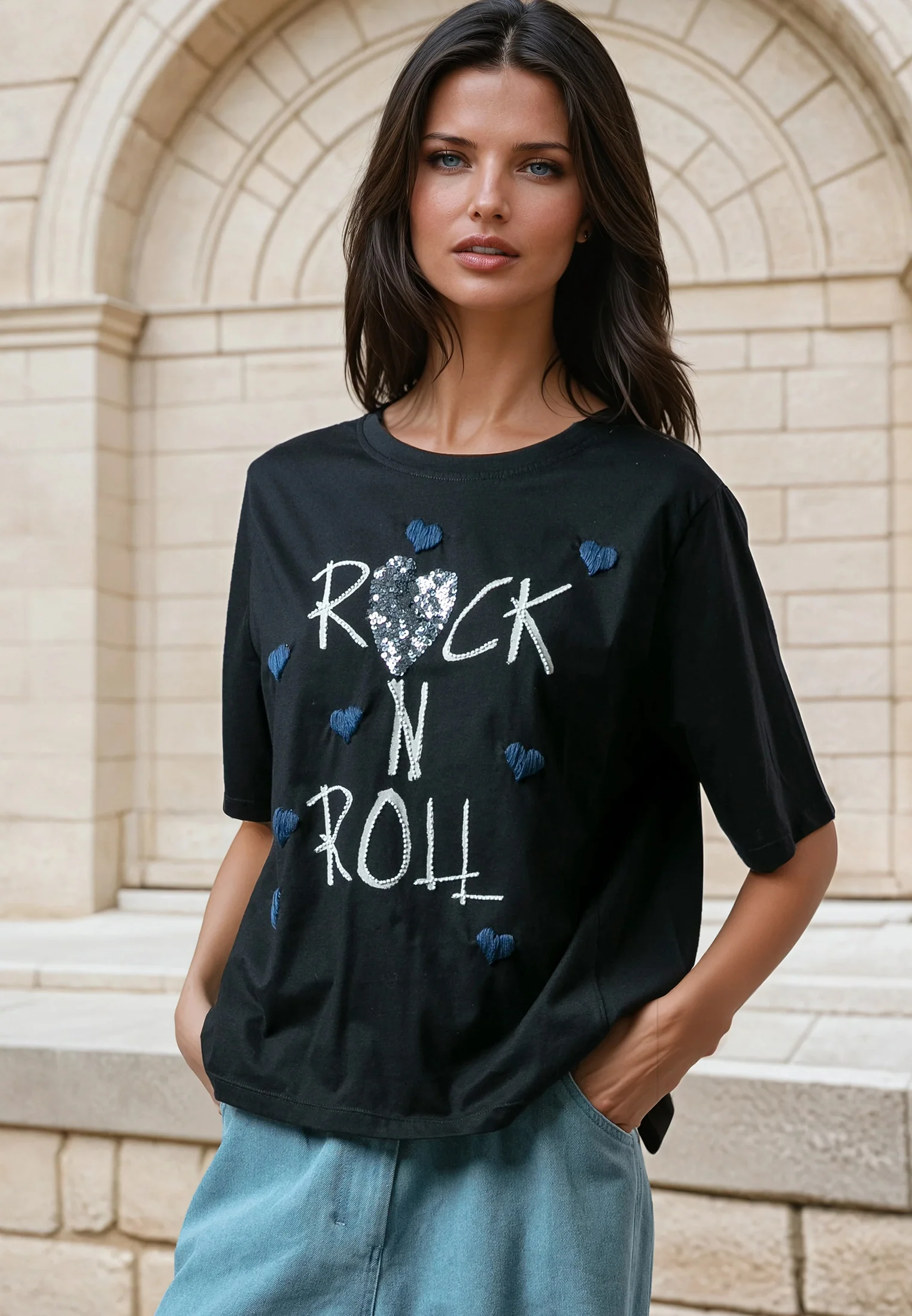 BELLA T-SHIRT ROCK N ROLL BLACK