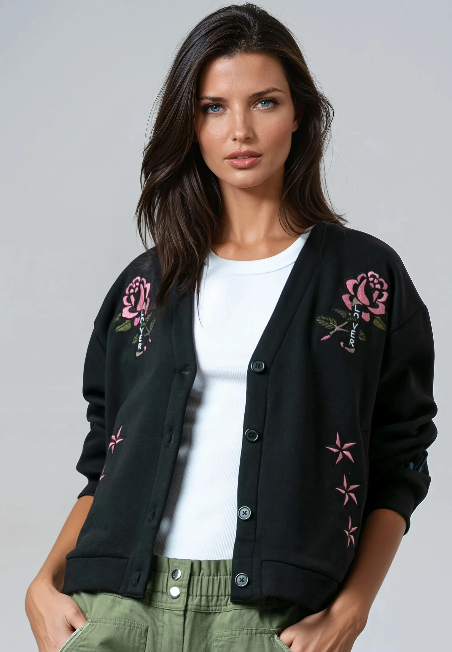 LOVE CARDIGAN BLACK & COLOUR