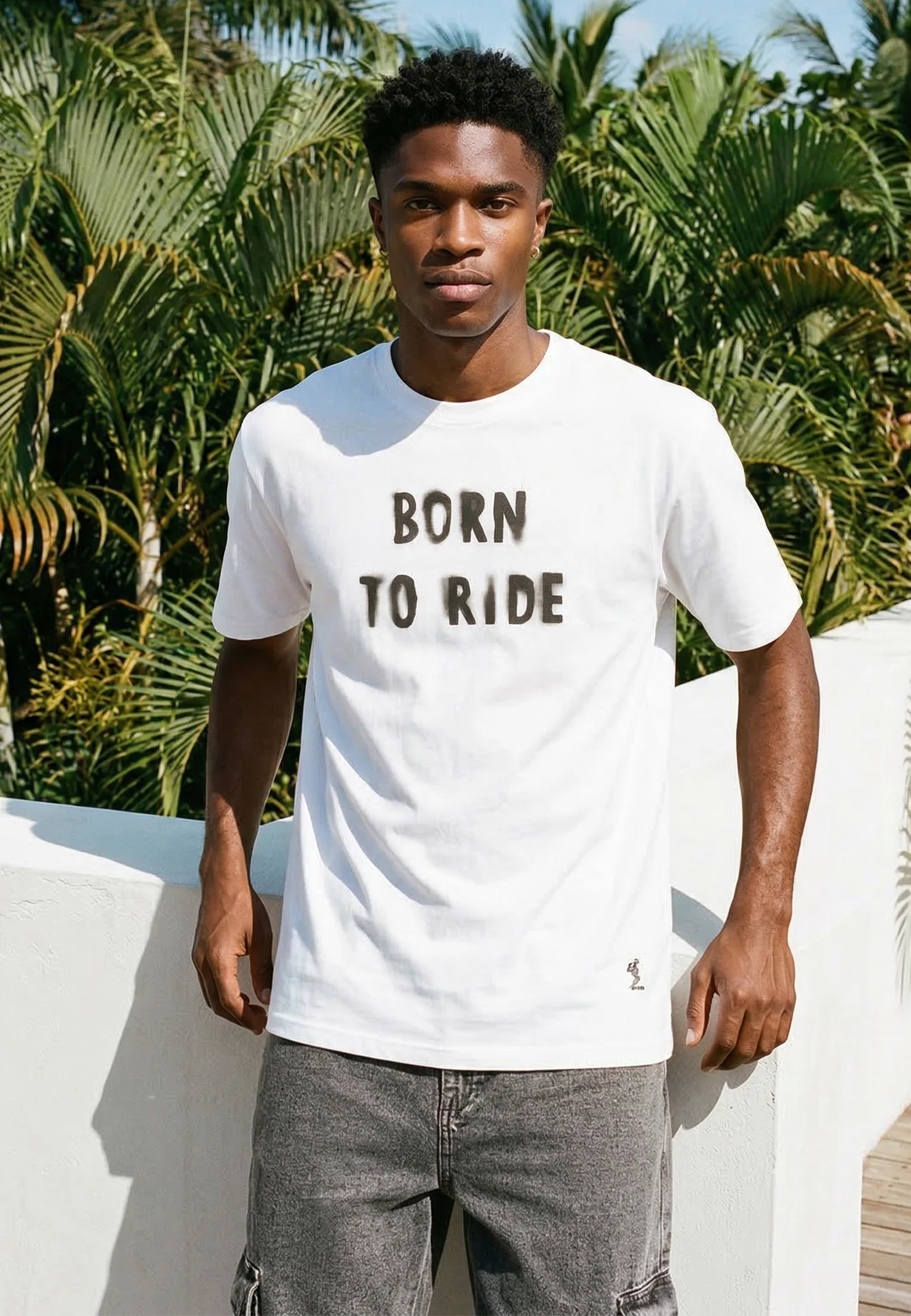 BORN TO RIDE T-SHIRT WHITE