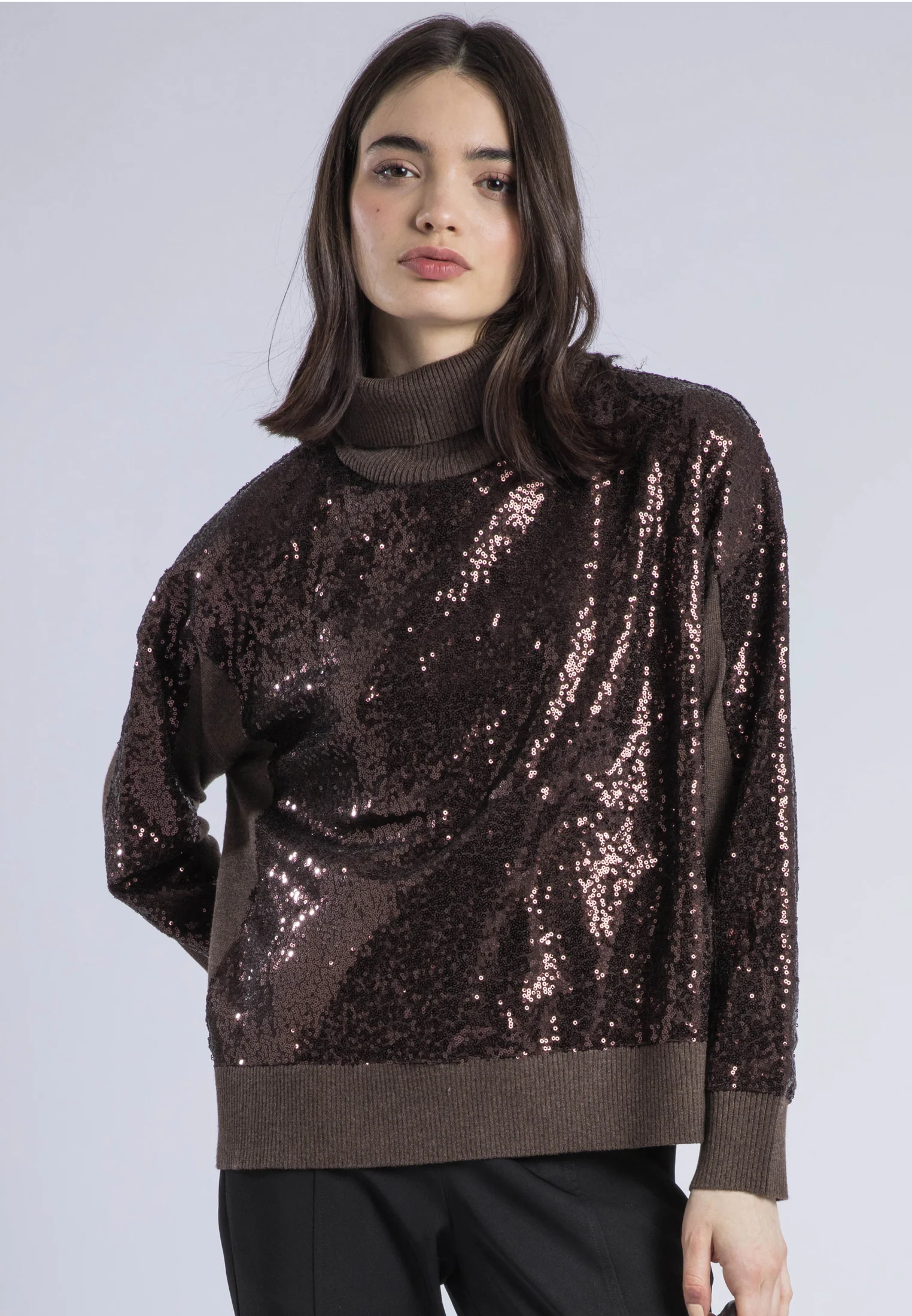 HAILEY TURTLENECK CHOC SEQUIN - Image 2