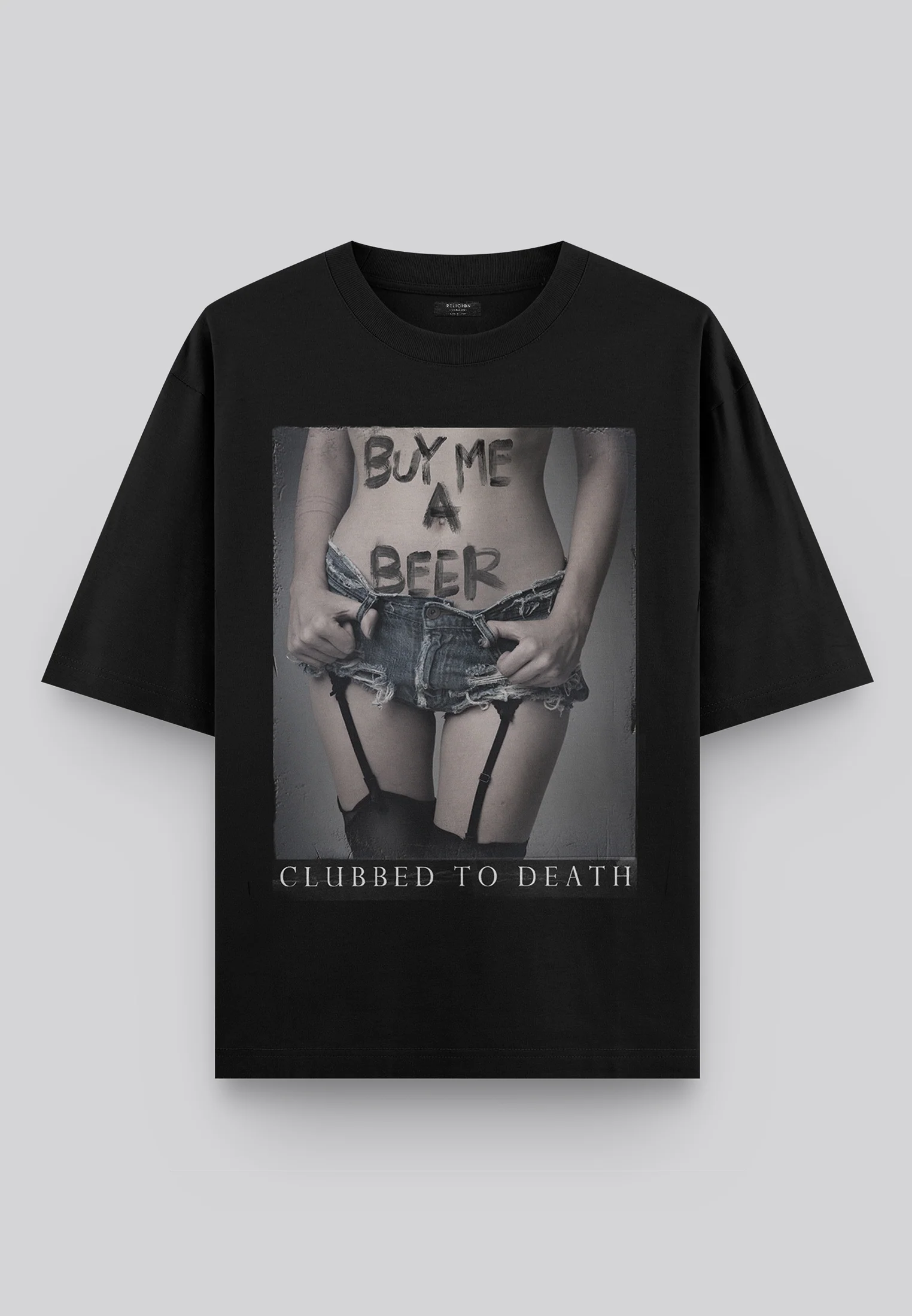 BUY ME BEER OVERSIZED T-SHIRT JET BLACK - Image 3