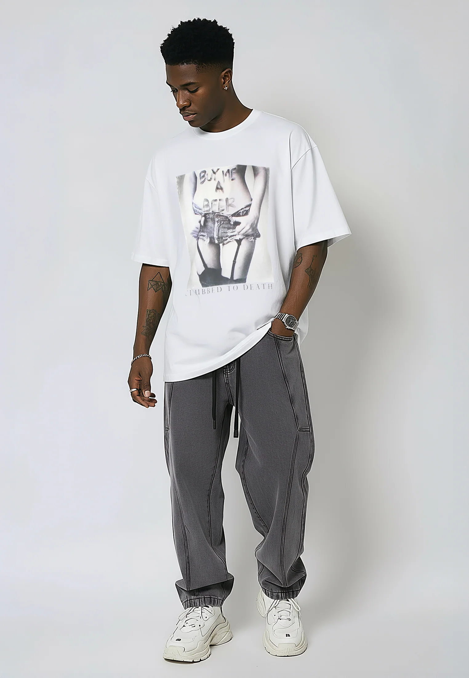 BUY ME BEER OVERSIZED T-SHIRT WHITE - Image 2
