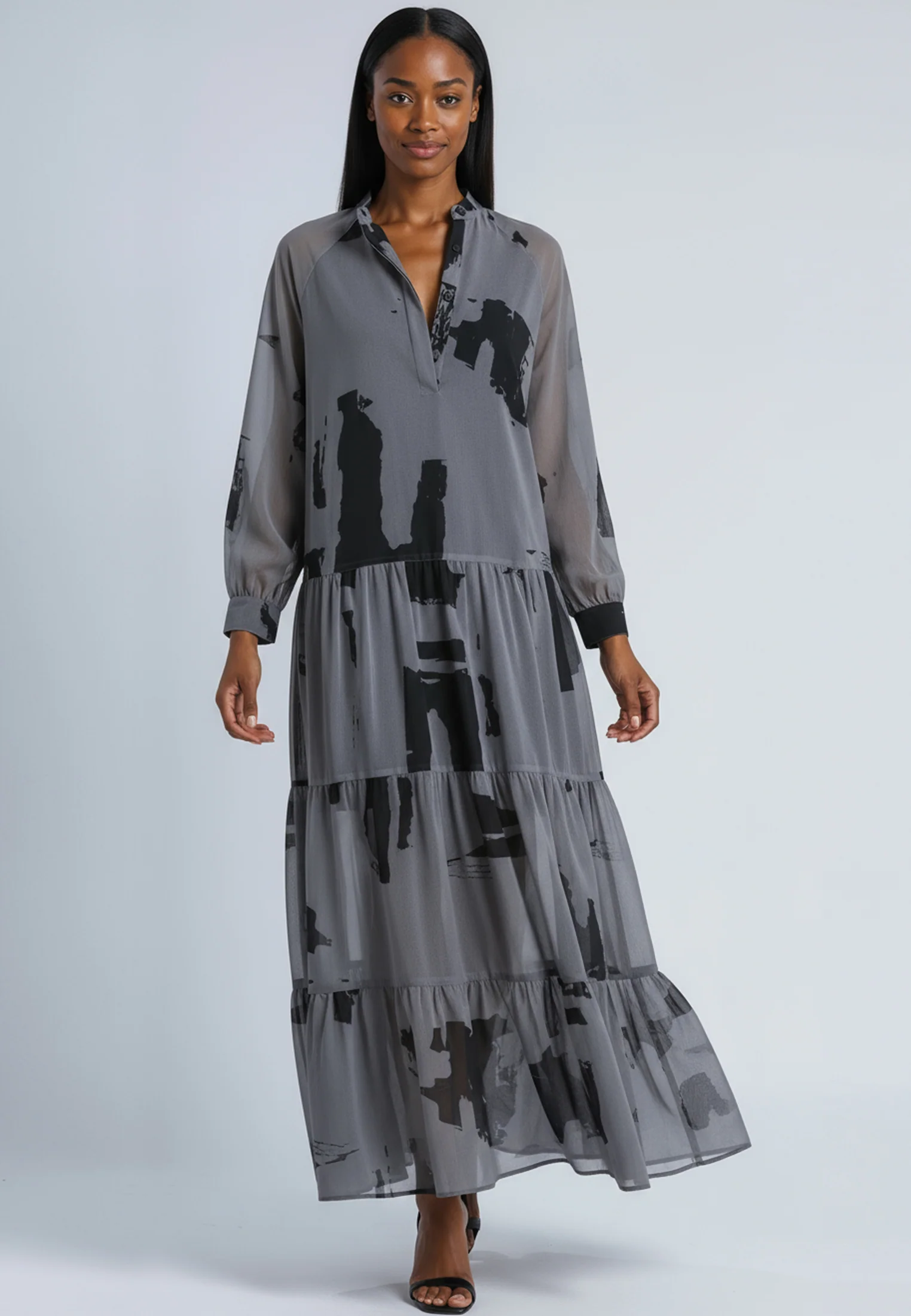 CALA MAXI DRESS ABSTRACT FACADE PRINT - Image 2
