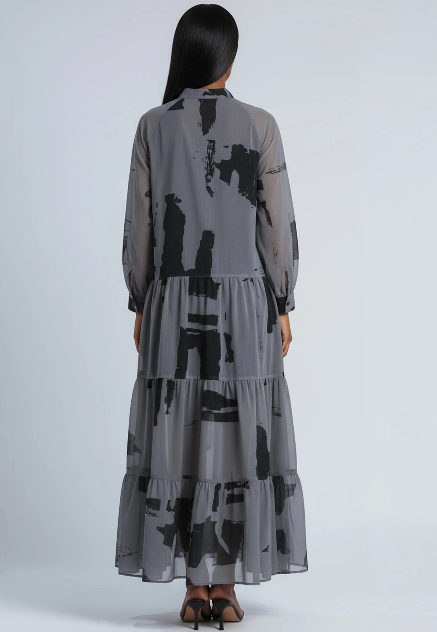 CALA MAXI DRESS ABSTRACT FACADE PRINT - Image 4