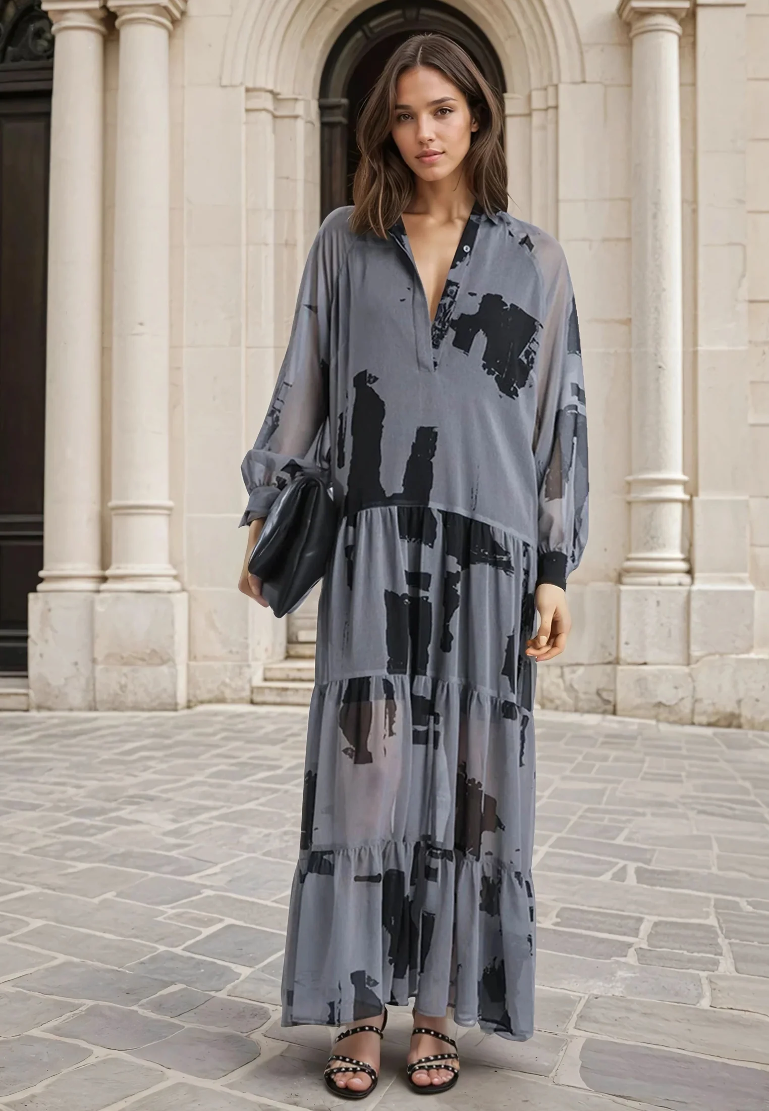 CALA MAXI DRESS ABSTRACT FACADE PRINT - Image 7