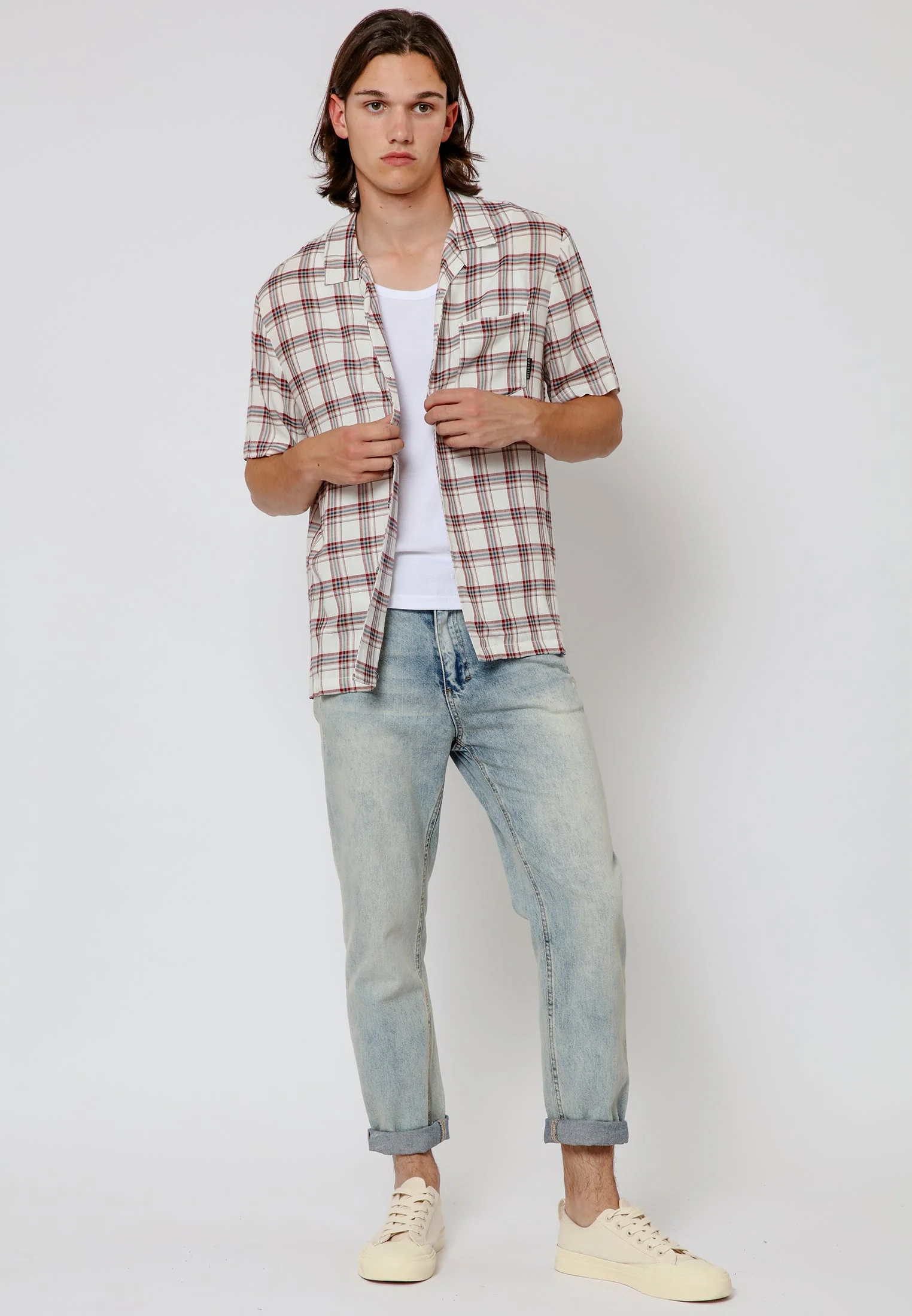 CHECK SHIRT WHITE & RED - Image 5
