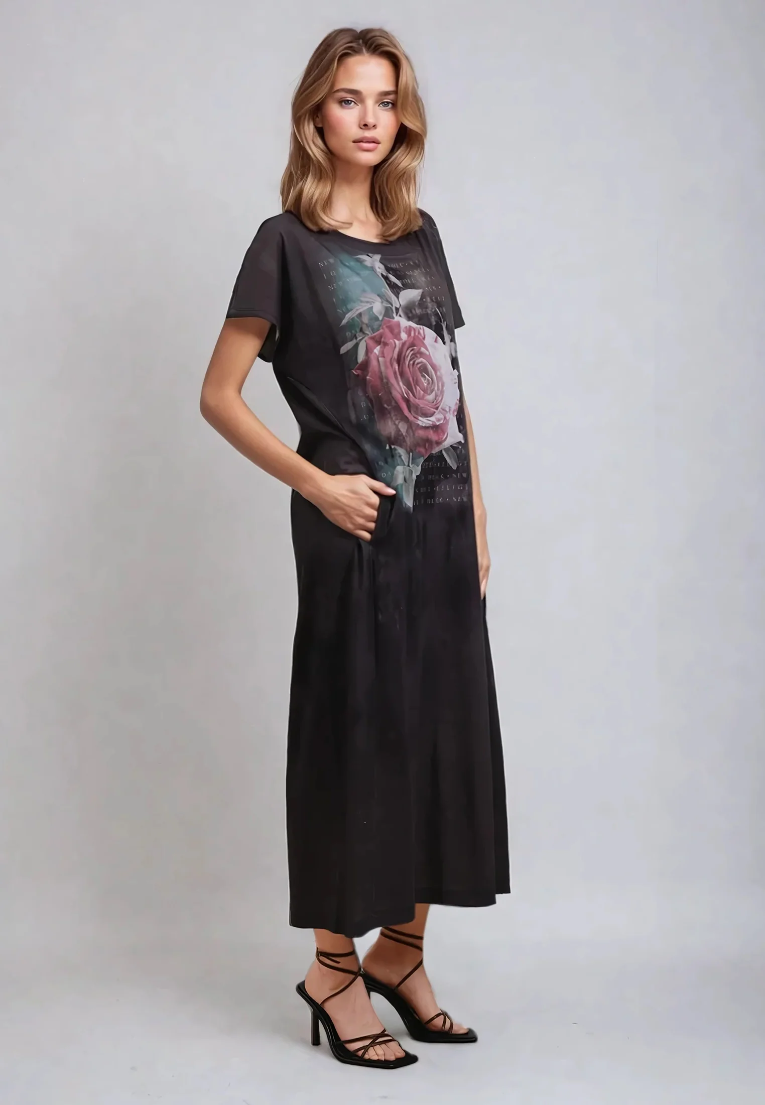CLOAK MAXI TEE DRESS BLUSH GRAPHIC - Image 4
