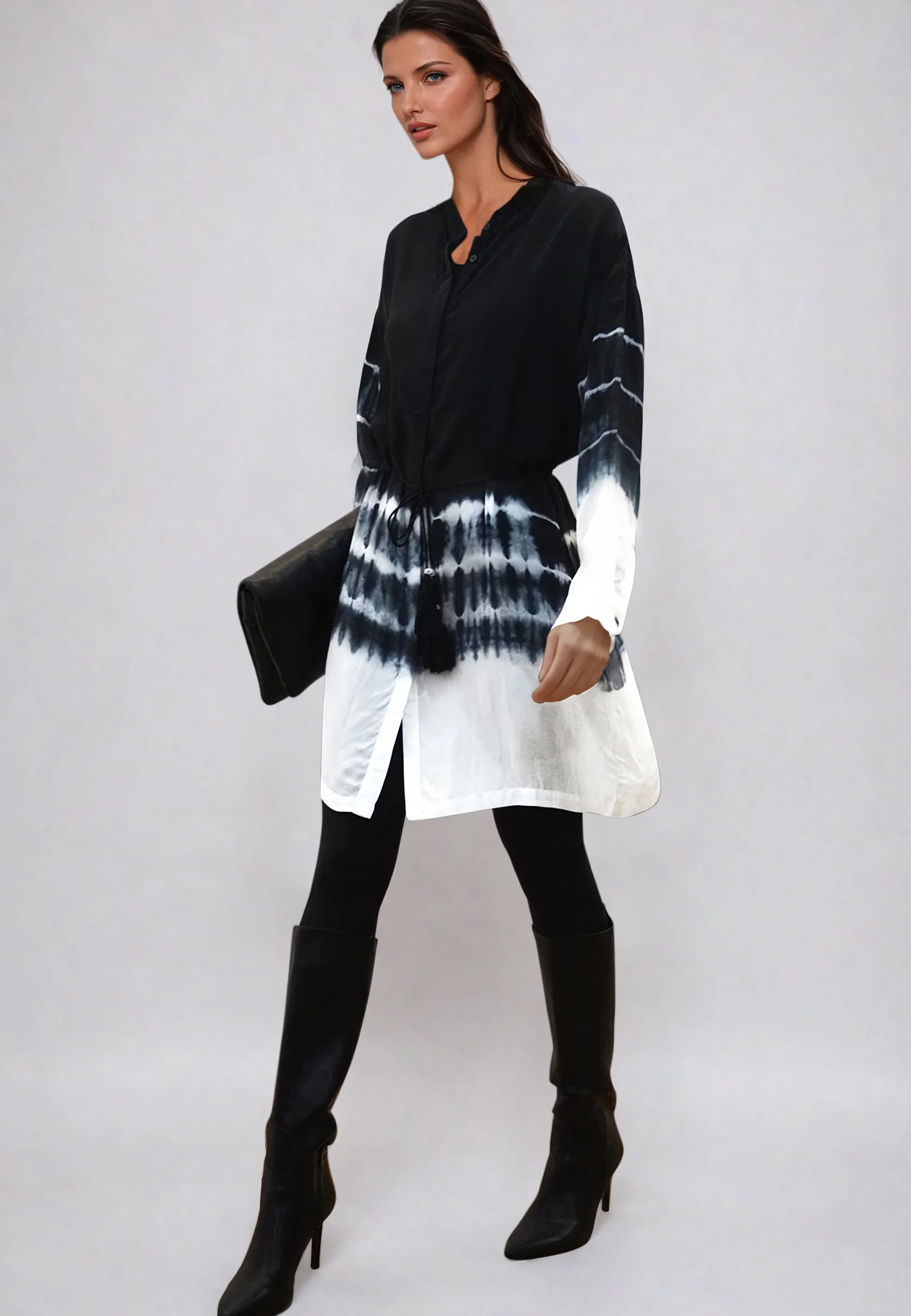 CLUSTER TUNIC TIE DYE BLACK & WHITE - Image 5