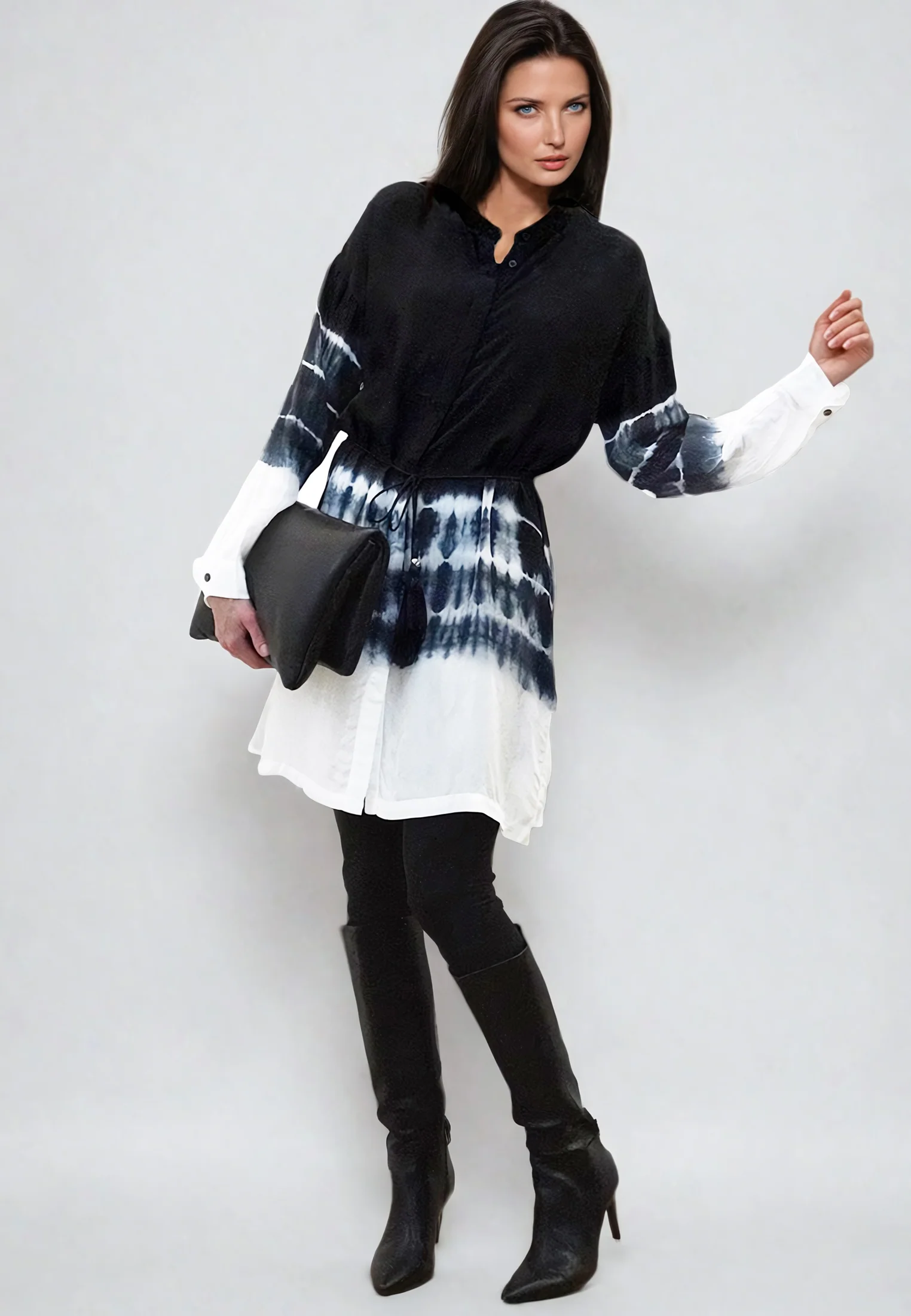 CLUSTER TUNIC TIE DYE BLACK & WHITE - Image 6