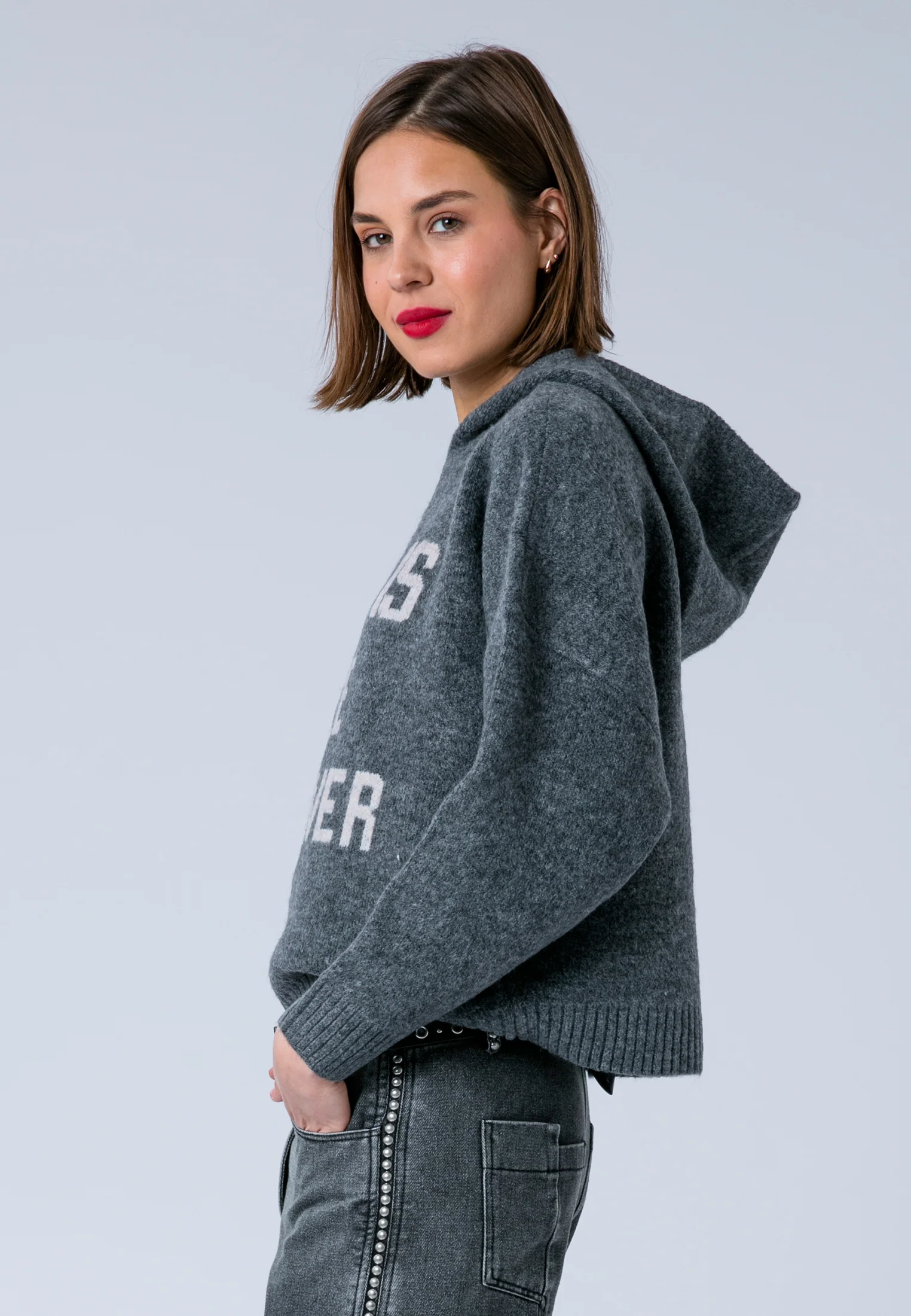 COURTNEY HOODIE JUMPER CHARCOAL - Image 5