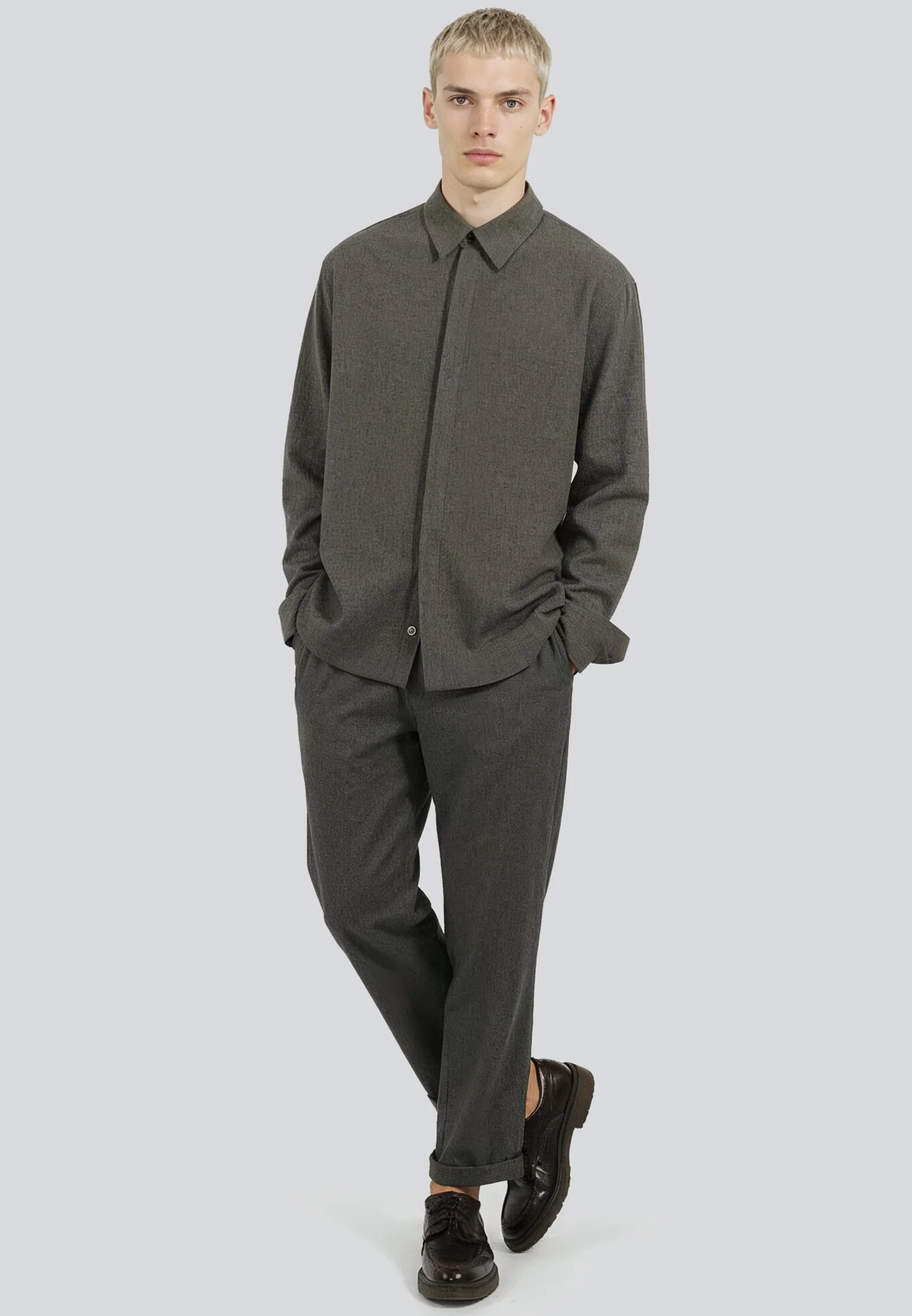 CRINKLE LONGSLEEVE SHIRT SLATE - Image 2