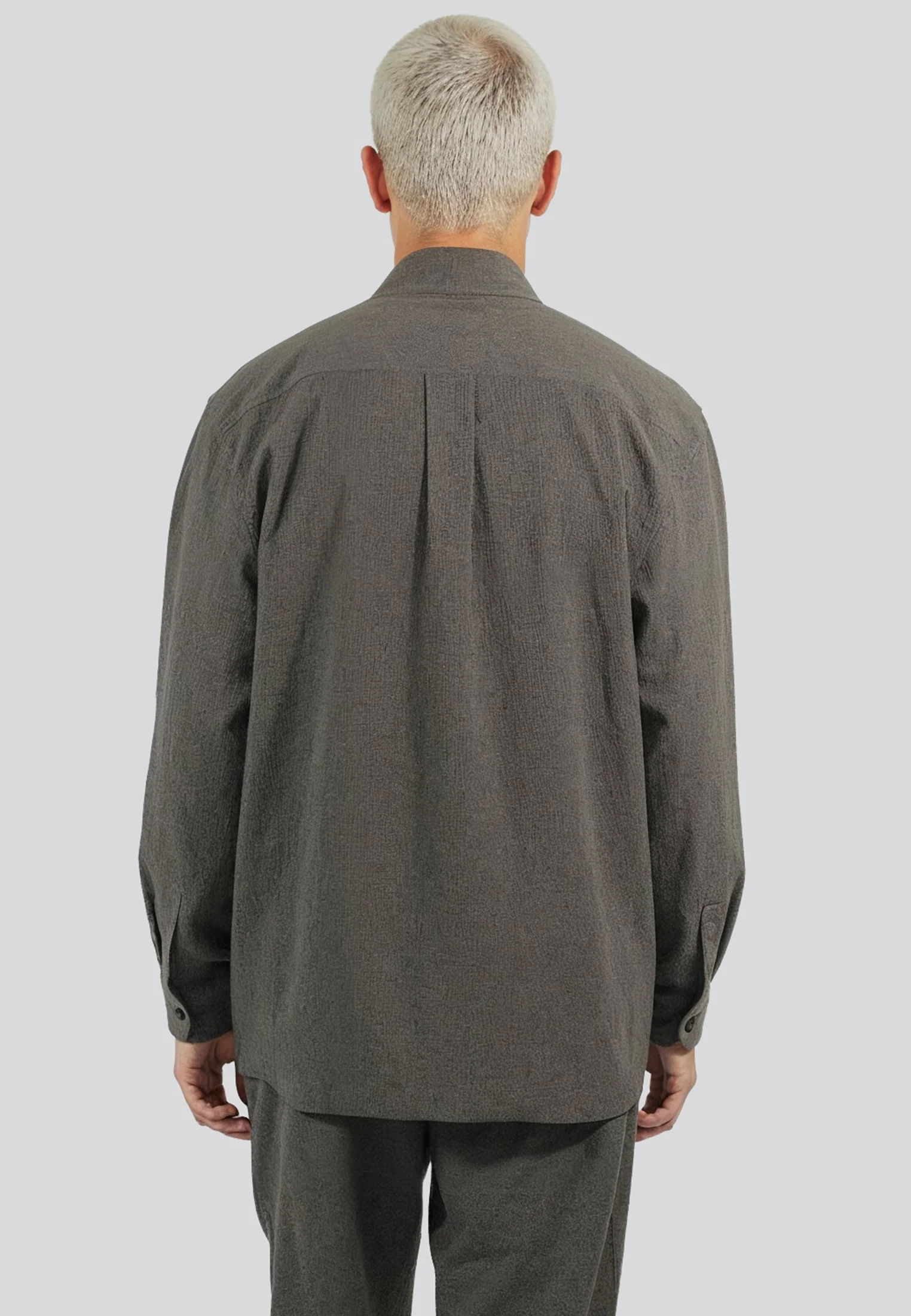 CRINKLE LONGSLEEVE SHIRT SLATE - Image 4