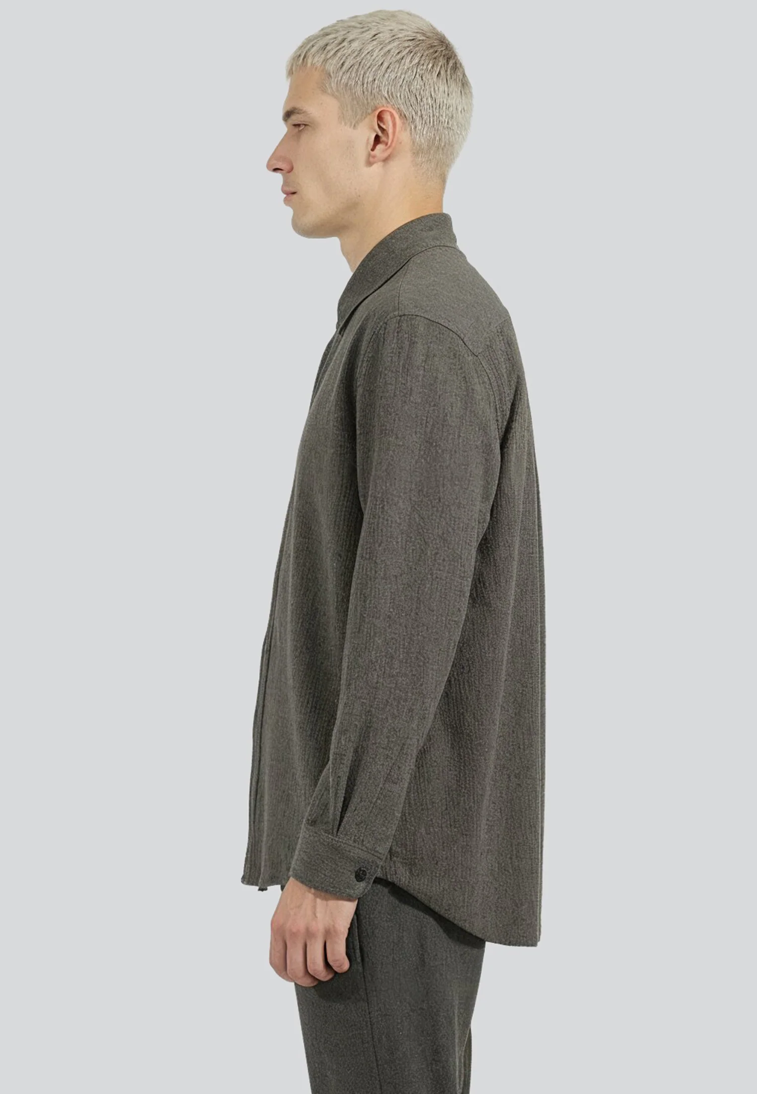 CRINKLE LONGSLEEVE SHIRT SLATE - Image 5