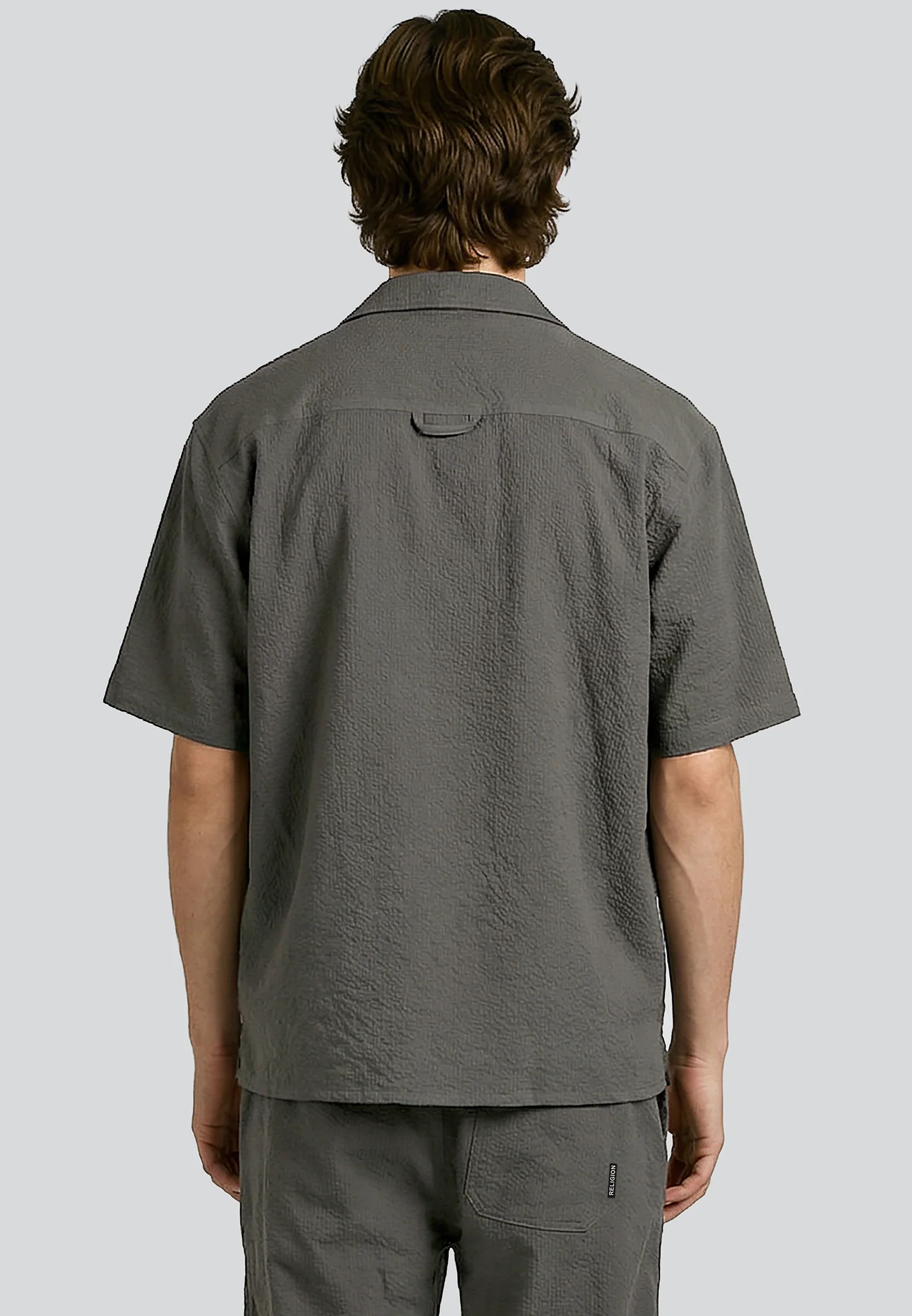 CRINKLE SHORT SLEEVE SHIRT SLATE - Image 4