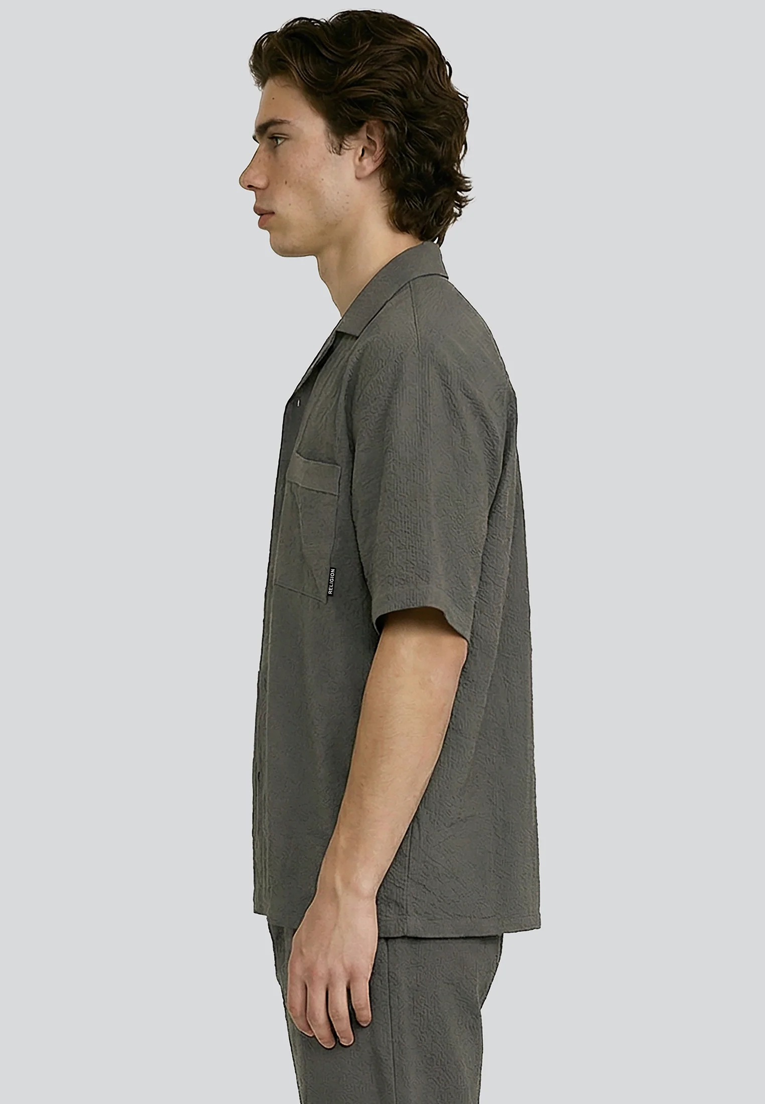 CRINKLE SHORT SLEEVE SHIRT SLATE - Image 5