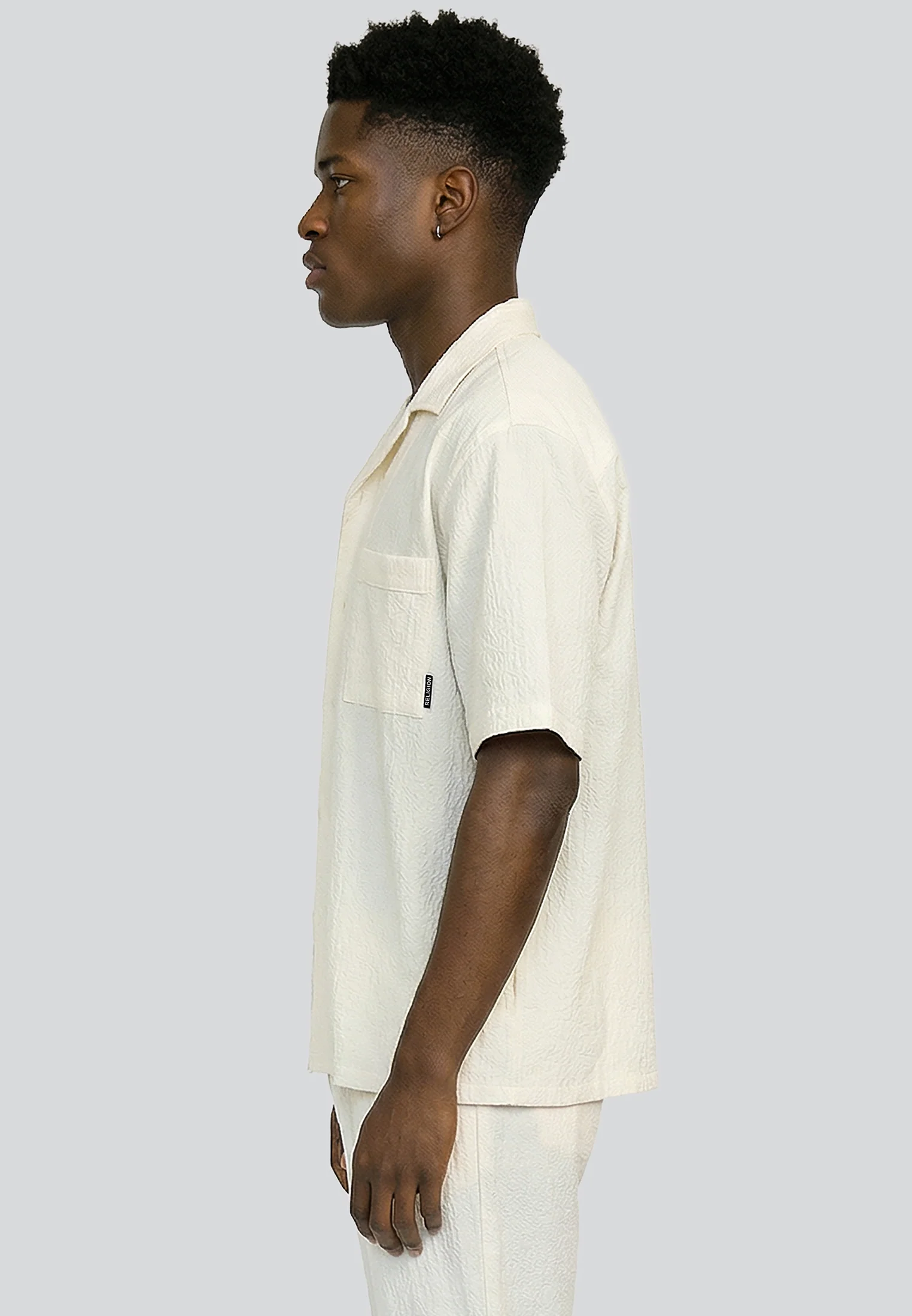 CRINKLE SHORT SLEEVE SHIRT STONE - Image 5