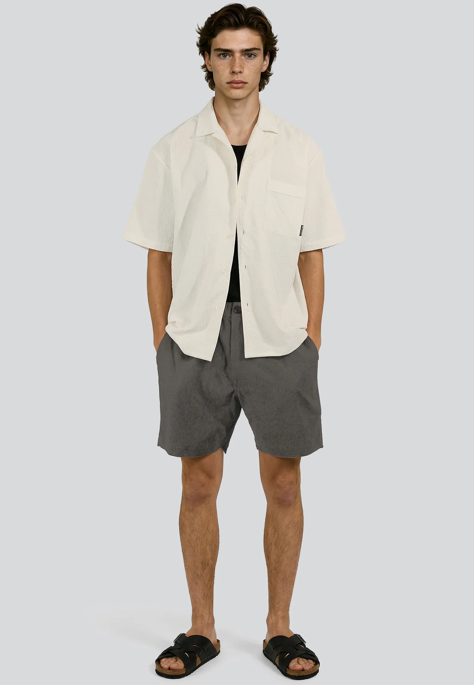 CRINKLE CHINO SHORTS SLATE - Image 3