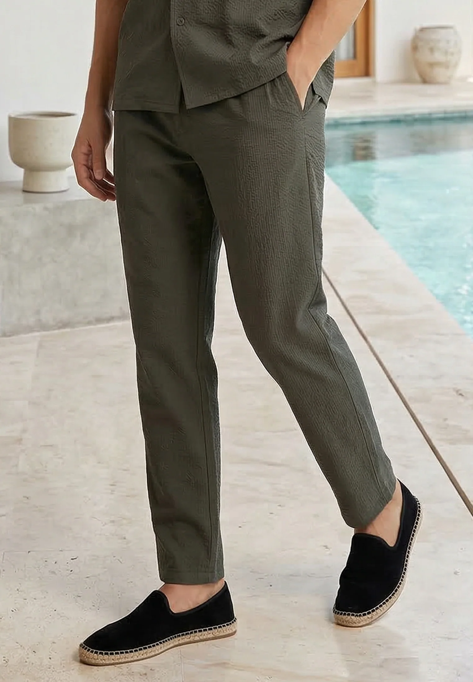 CRINKLE CHINO SLATE