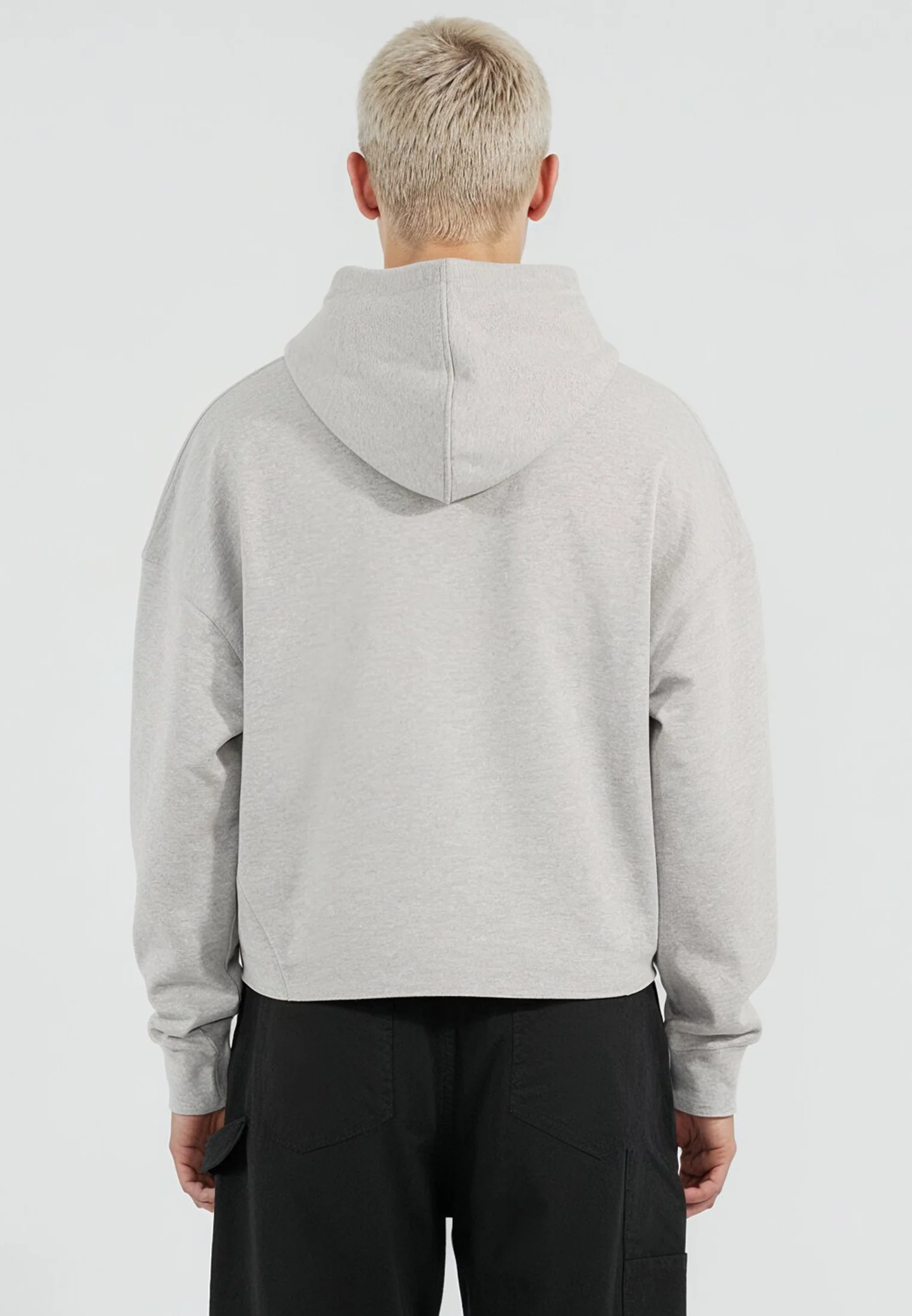 CROP BOX HOODIE GREY MARL - Image 4