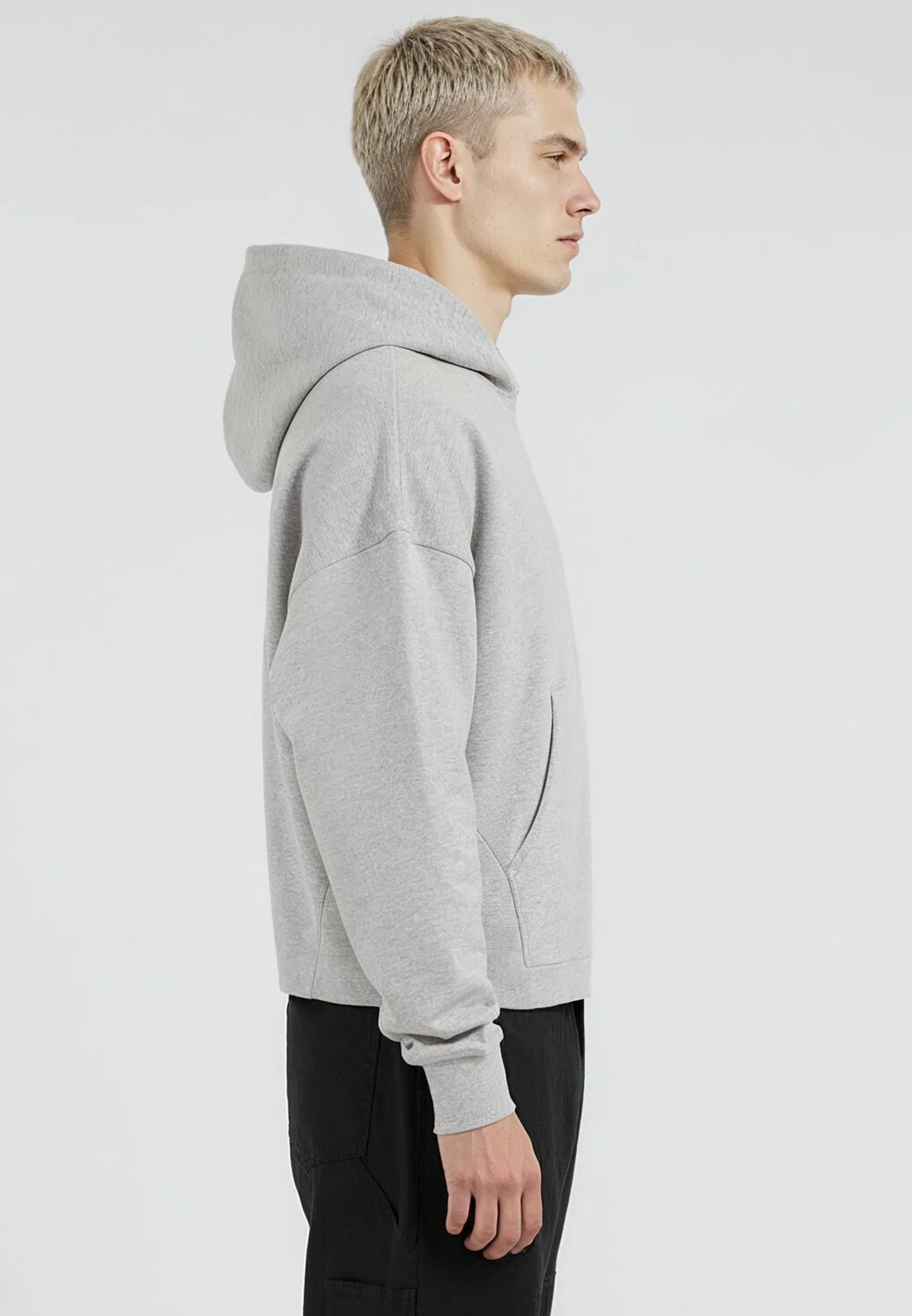 CROP BOX HOODIE GREY MARL - Image 5