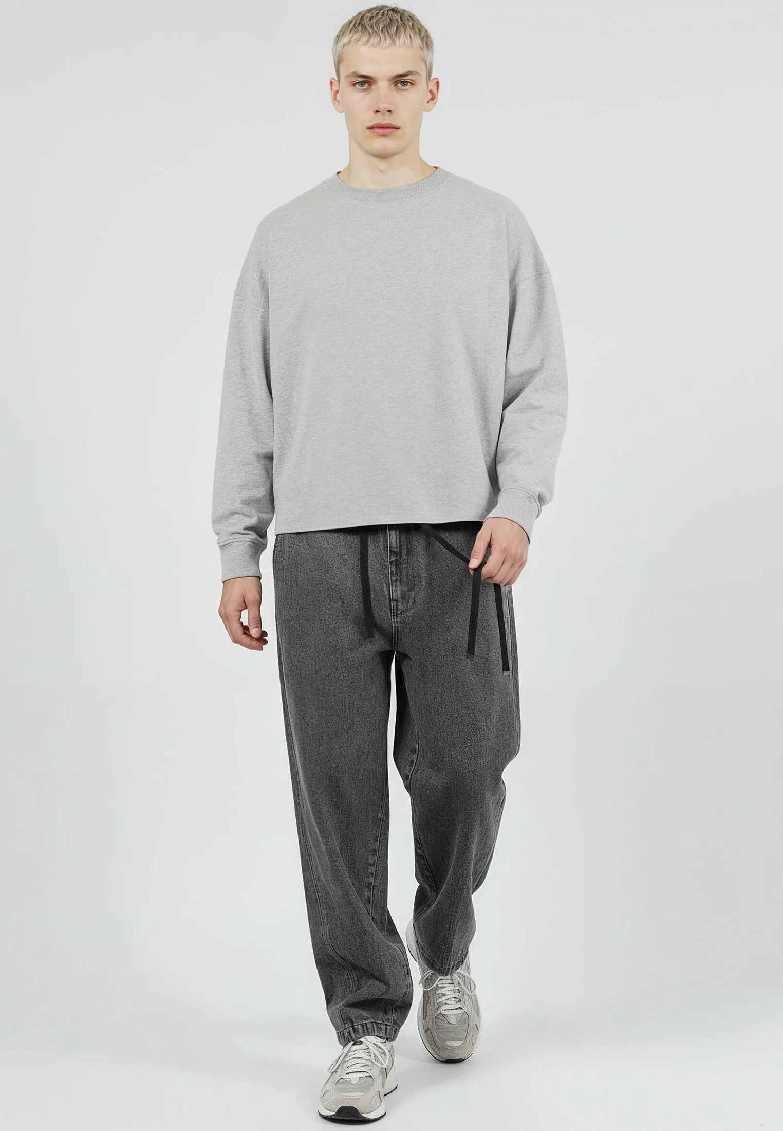 CROP BOX SWEAT GREY MARL - Image 3