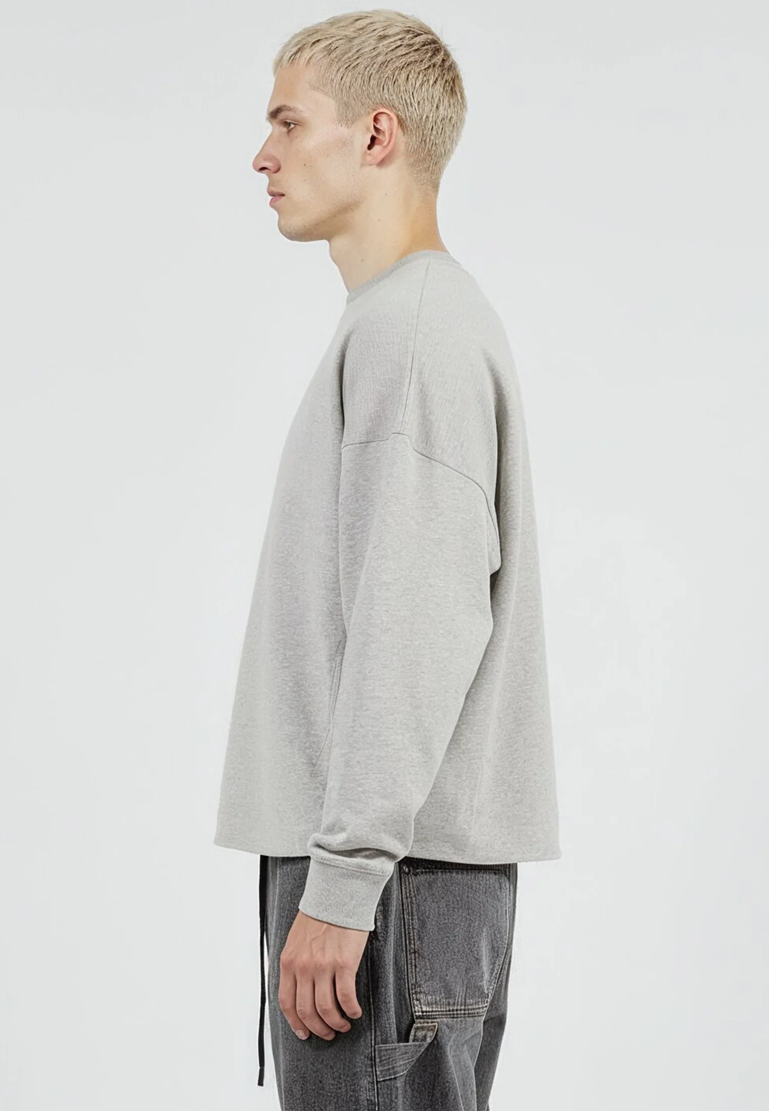 CROP BOX SWEAT GREY MARL - Image 4