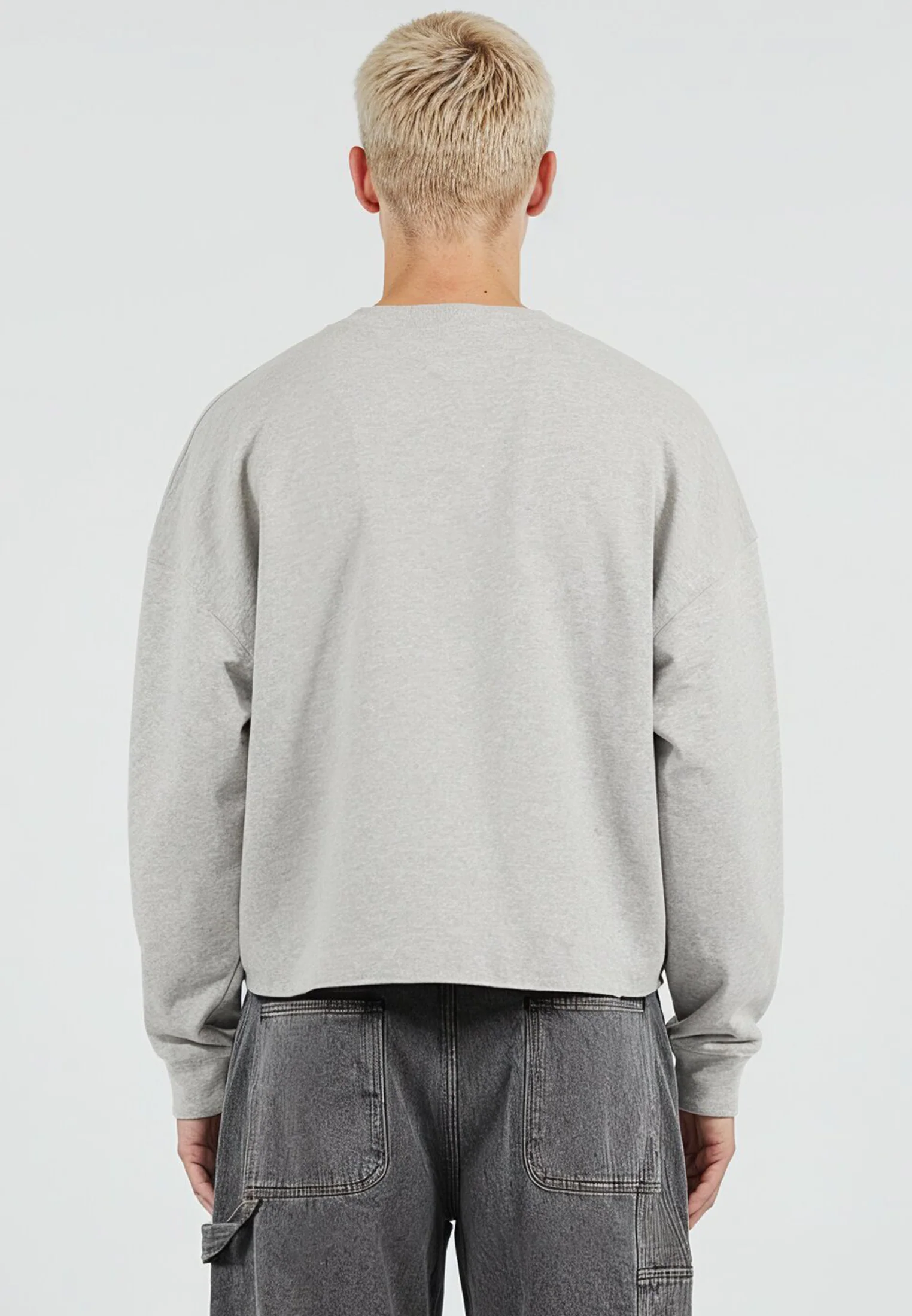 CROP BOX SWEAT GREY MARL - Image 5