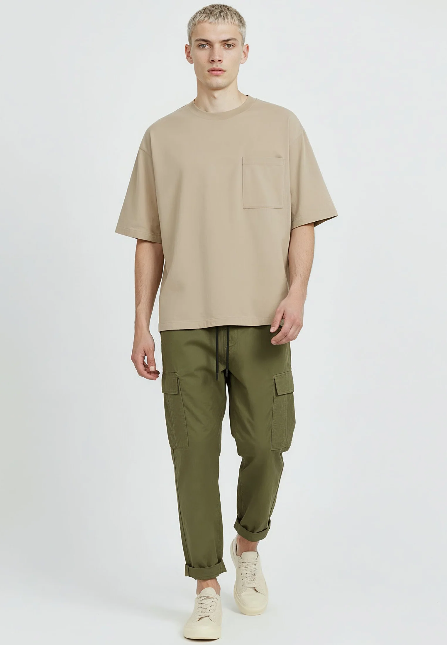 CROP BOX T-SHIRT KHAKI - Image 3