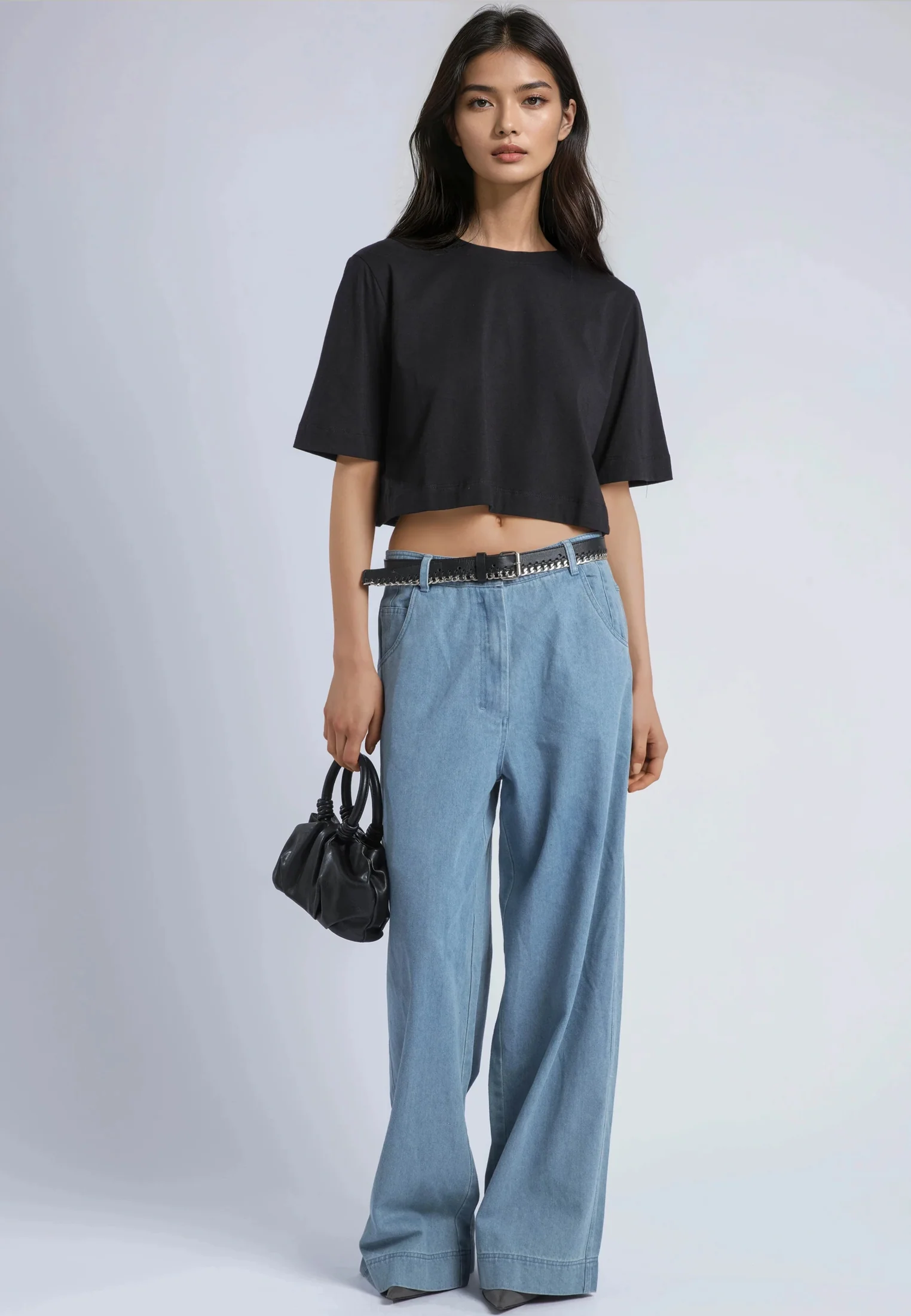 BASIC CROP T-SHIRT BLACK - Image 3