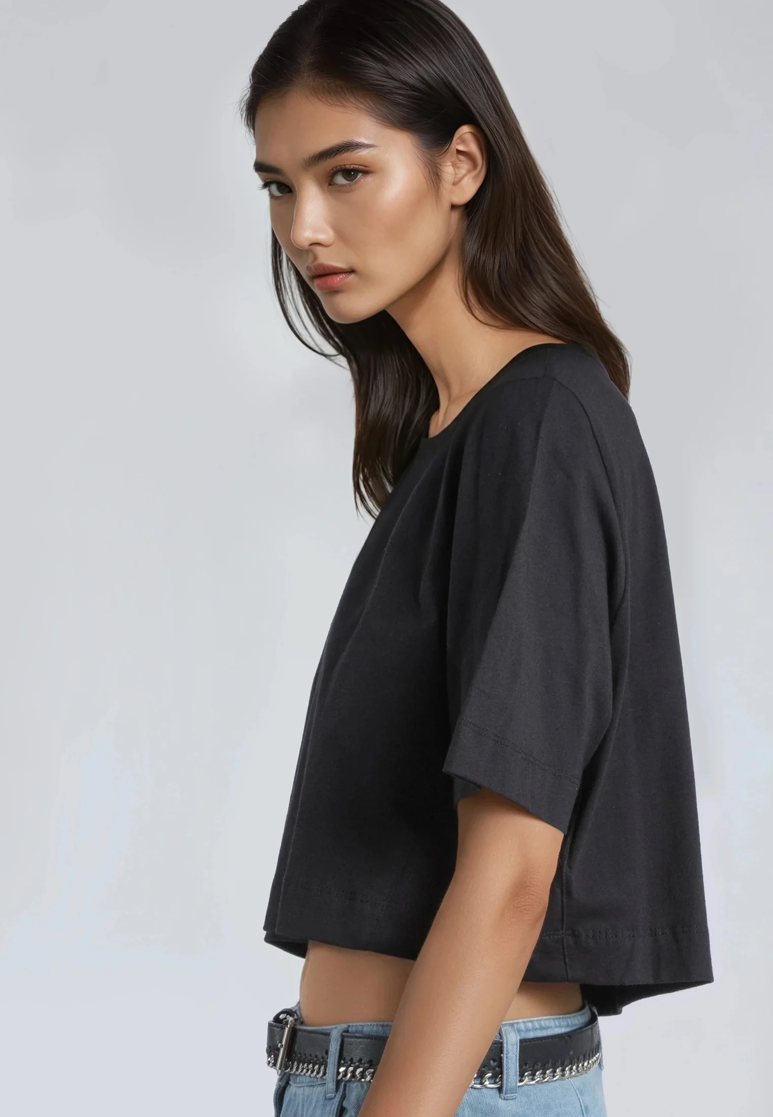 BASIC CROP T-SHIRT BLACK - Image 5
